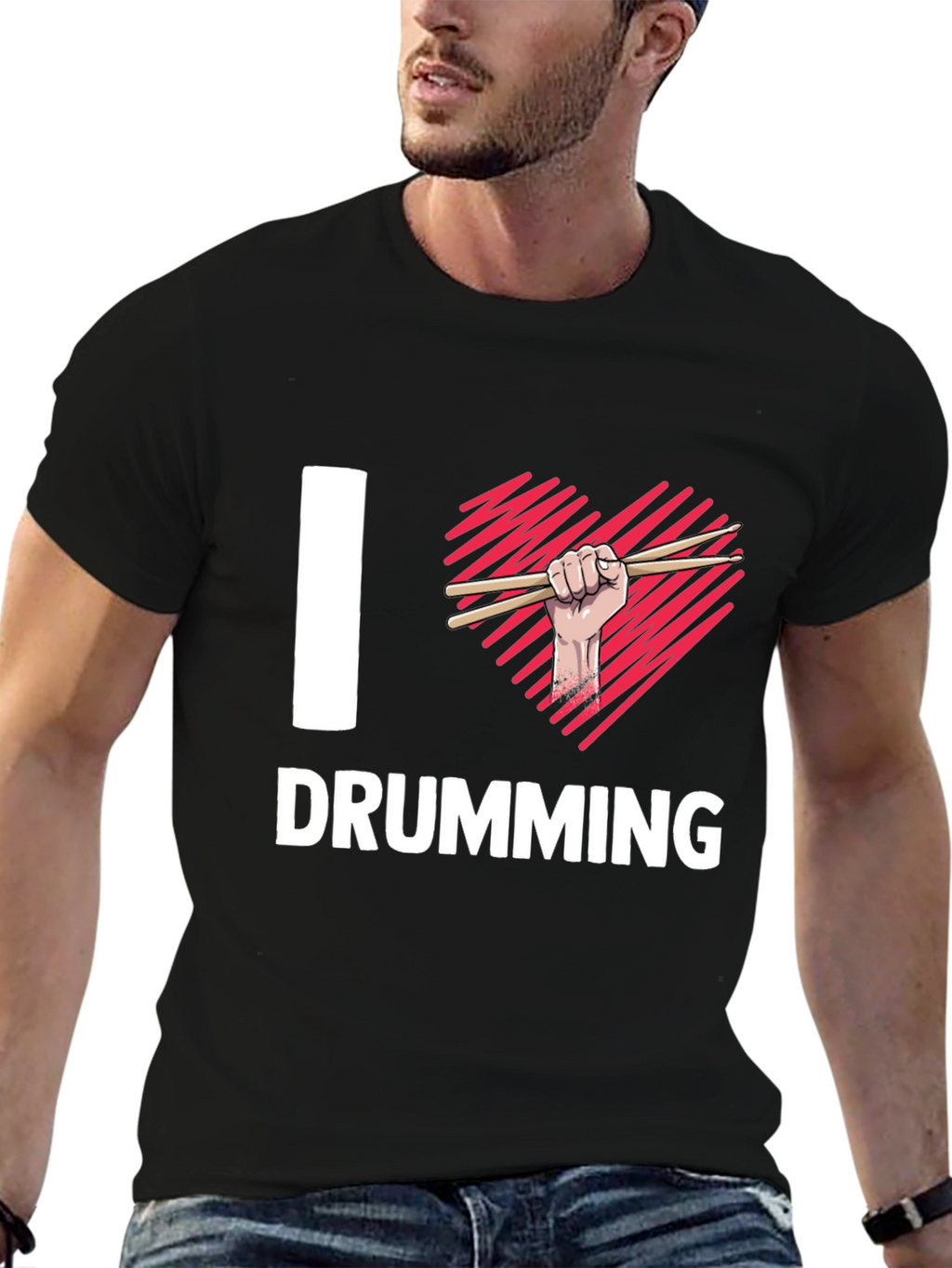 I Heart Drumming Black T-Shirt