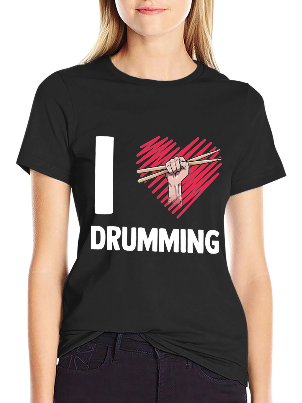 I Heart Drumming Black T-Shirt