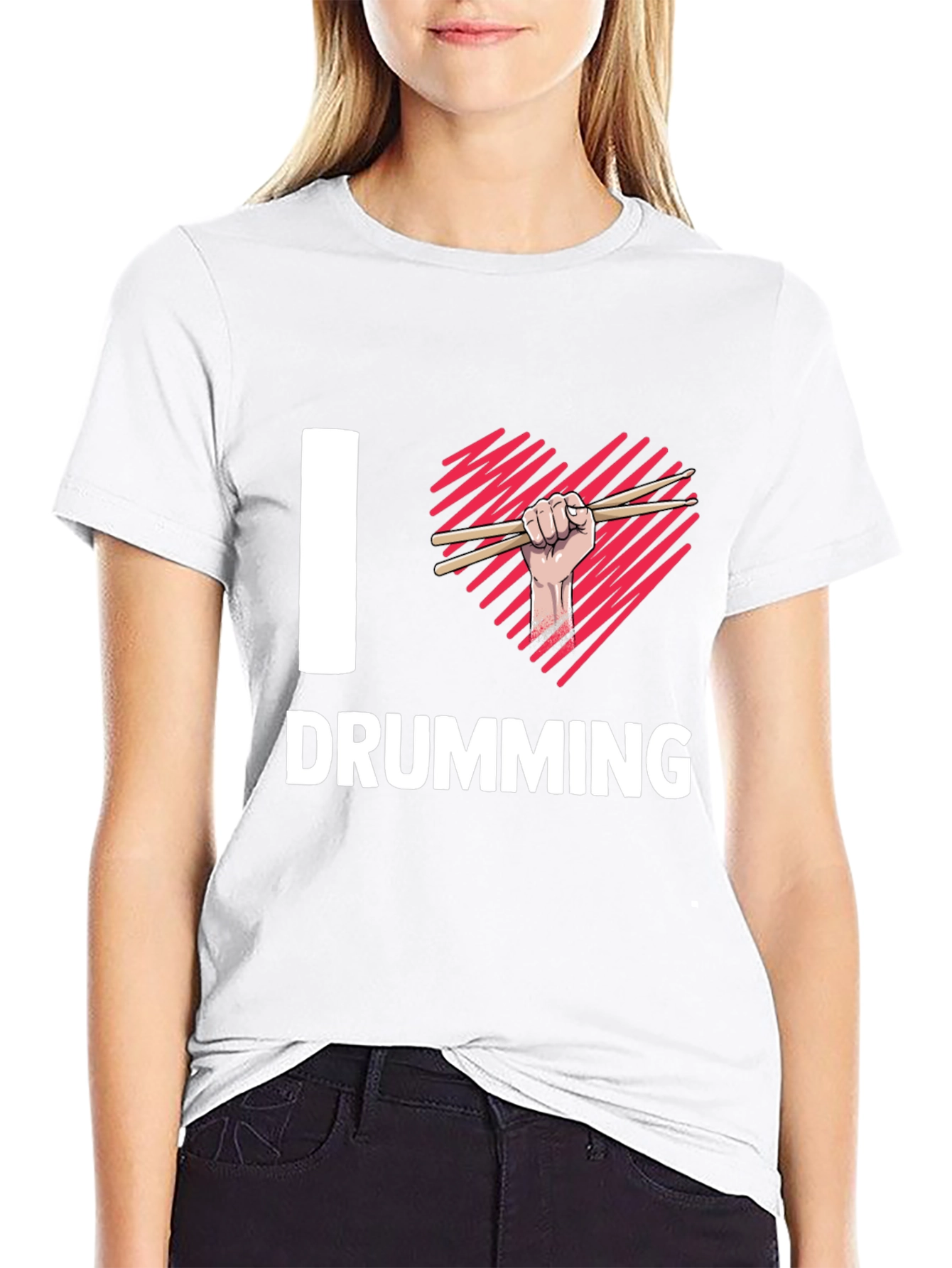 I Heart Drumming Black T-Shirt