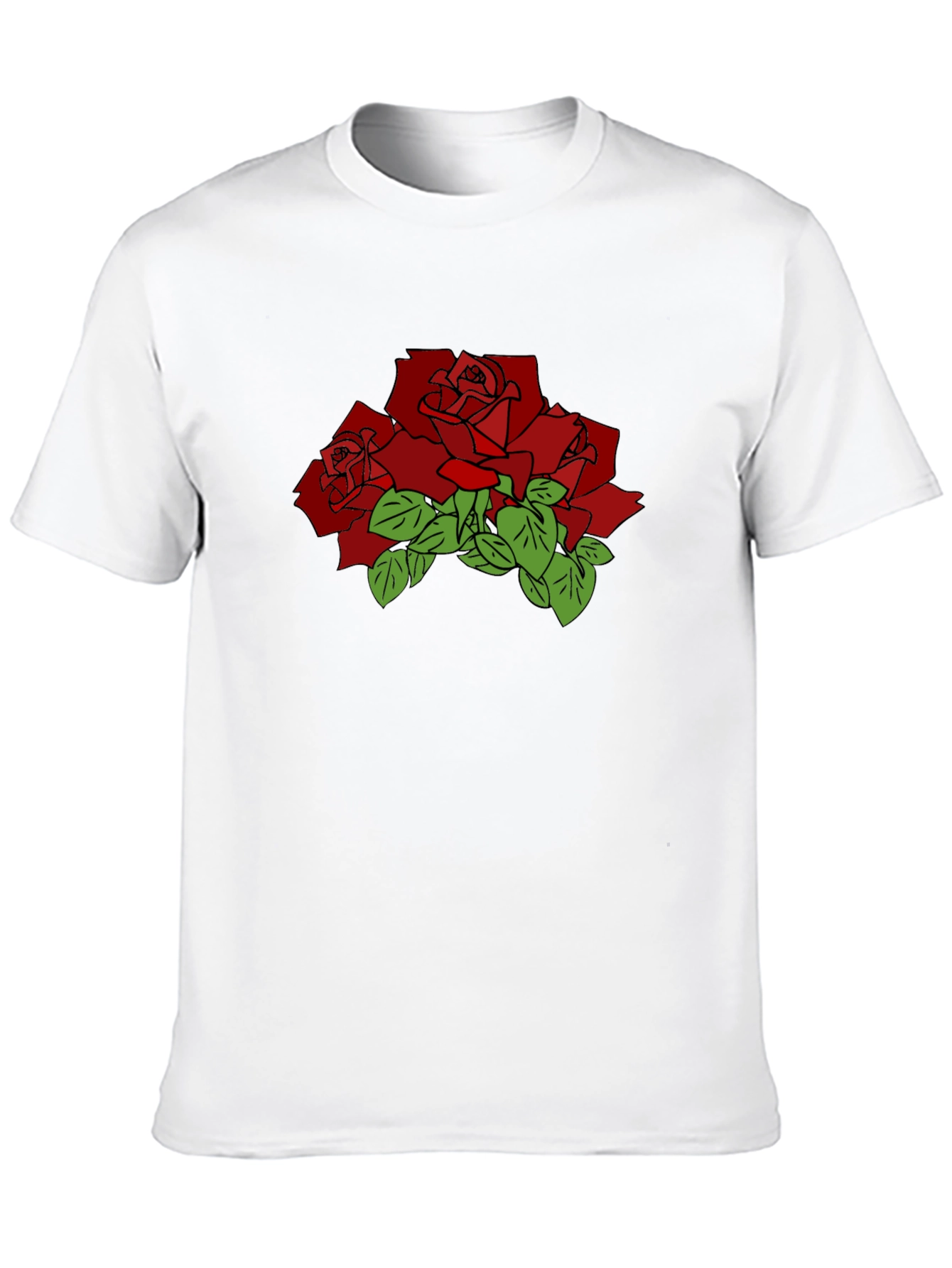 Black T-Shirt with Red Rose Graphic