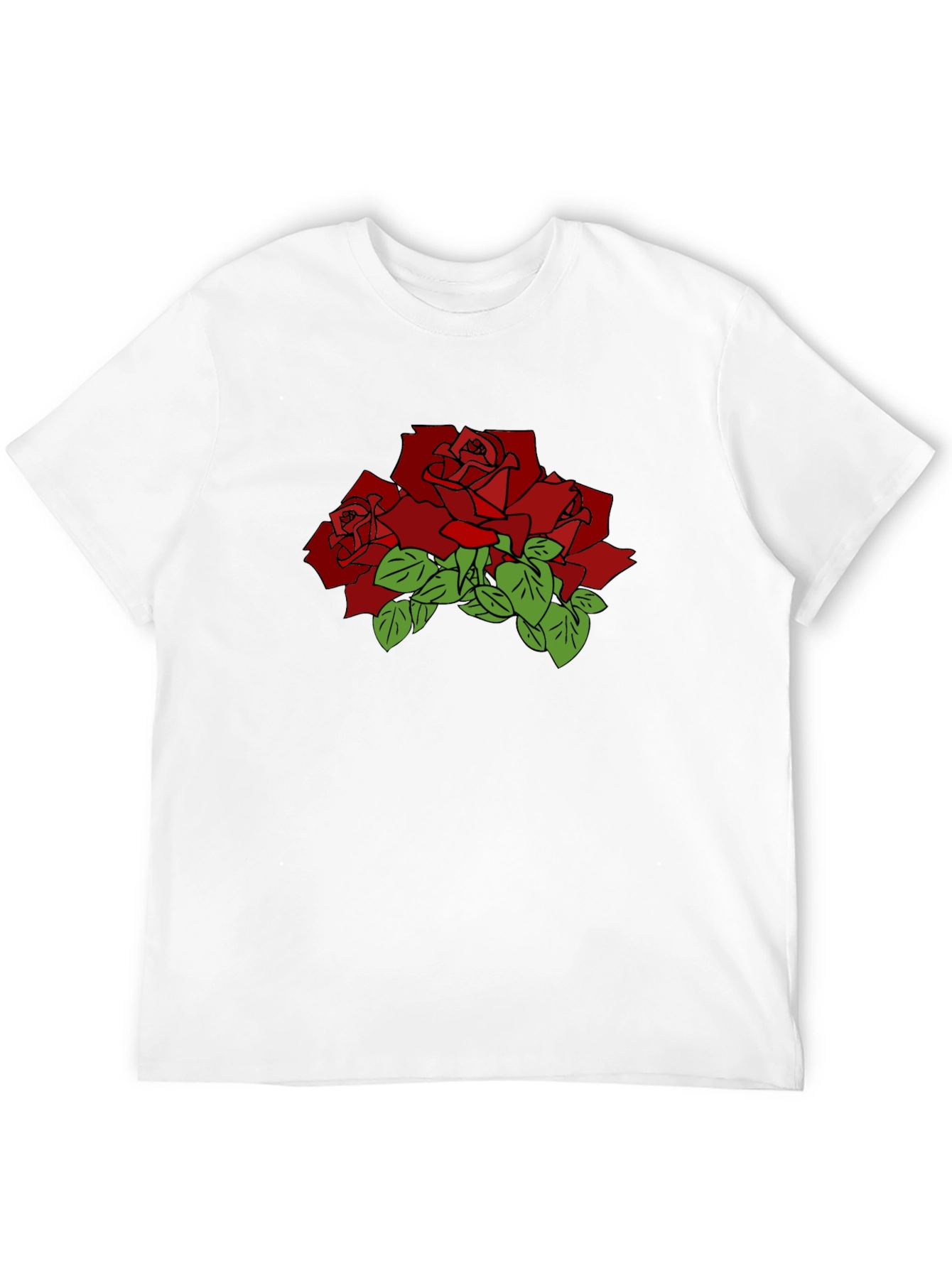 Black T-Shirt with Red Rose Graphic