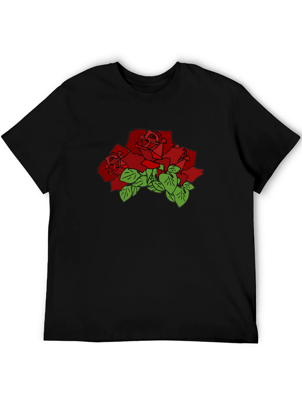 Black T-Shirt with Red Rose Graphic
