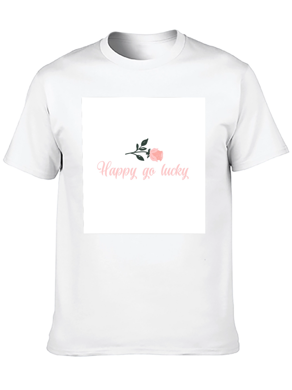 Happy-Go-Lucky Pink Rose Graphic T-Shirt
