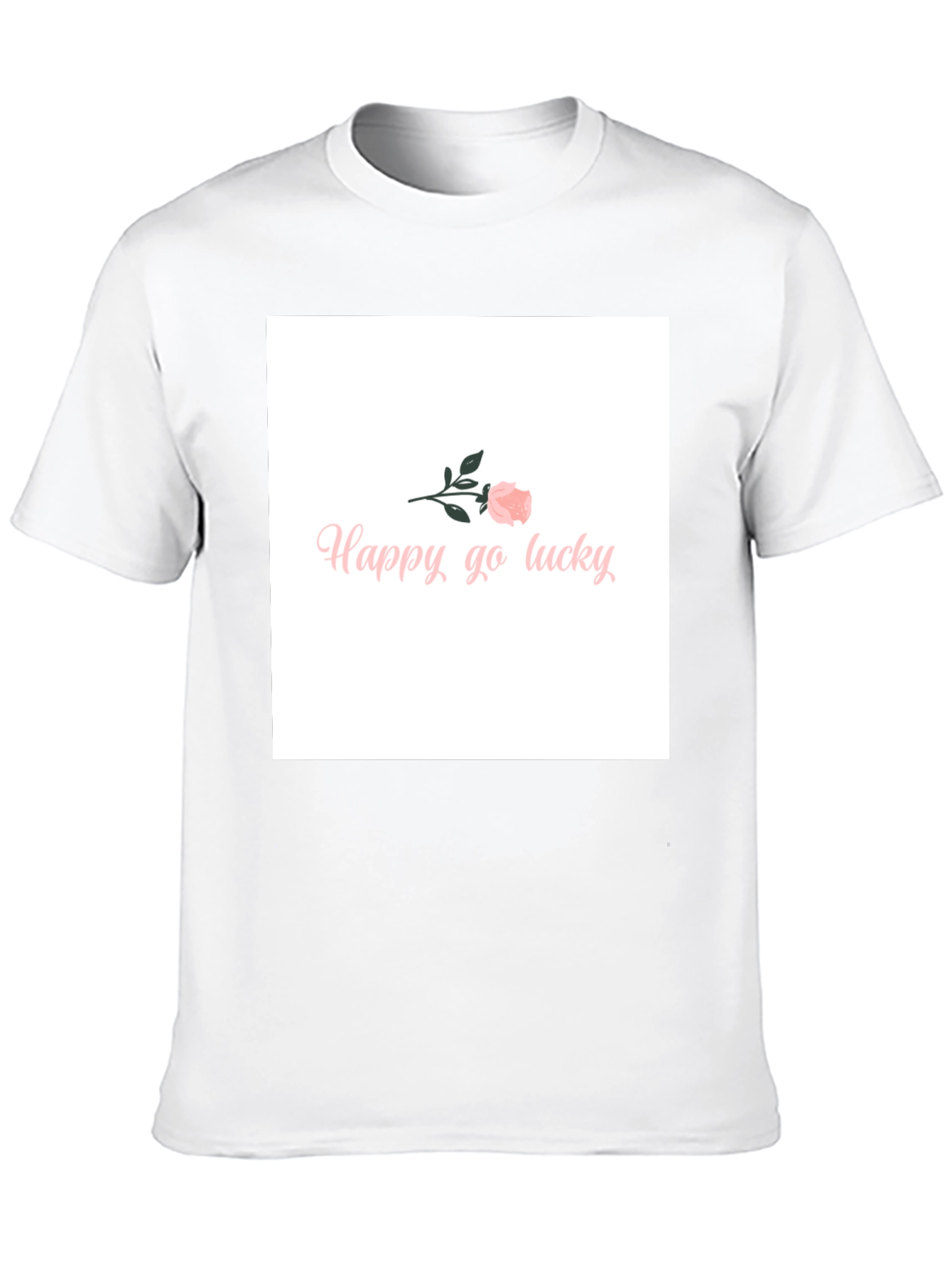Happy-Go-Lucky Pink Rose Graphic T-Shirt