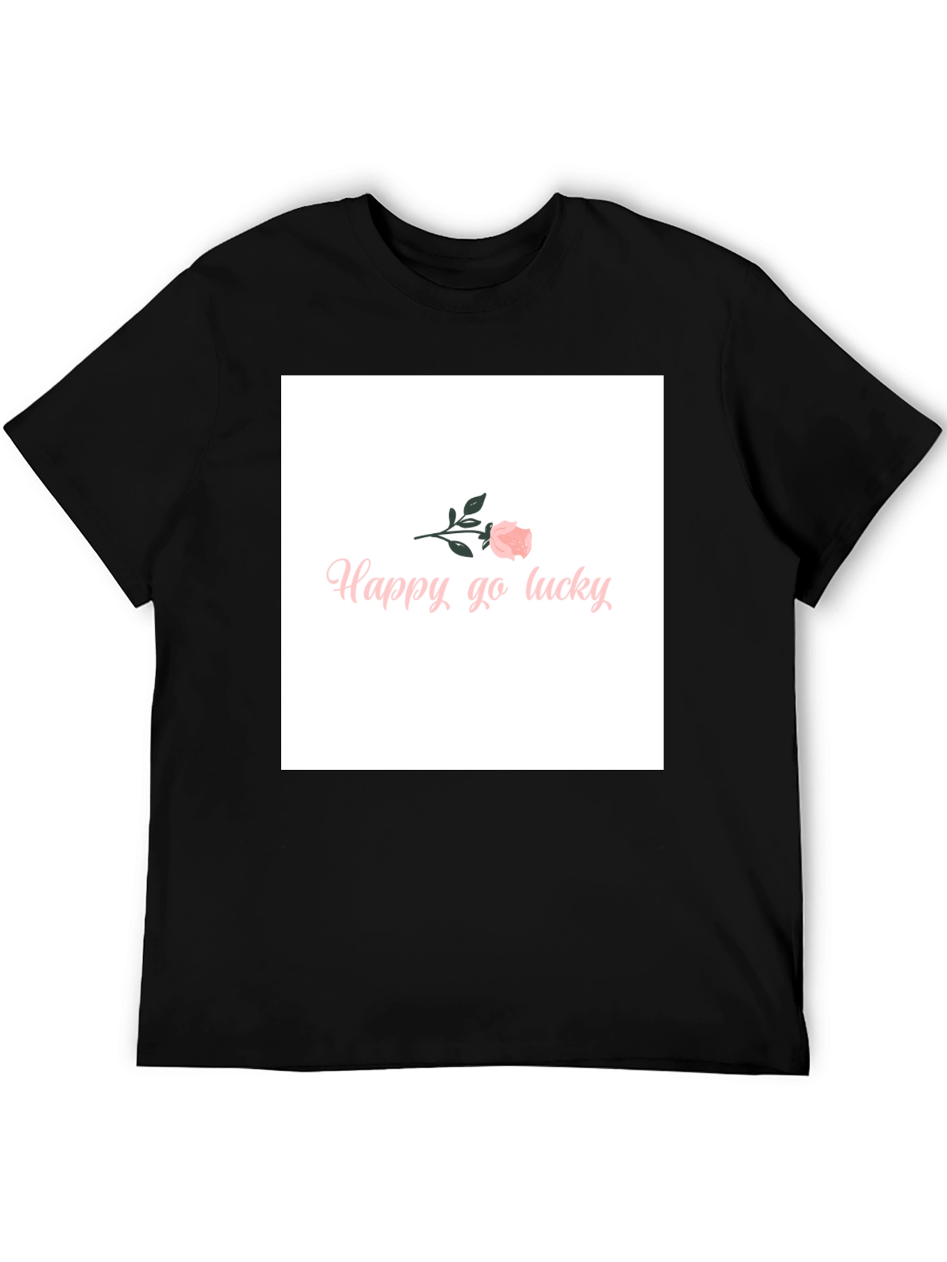 Happy-Go-Lucky Pink Rose Graphic T-Shirt