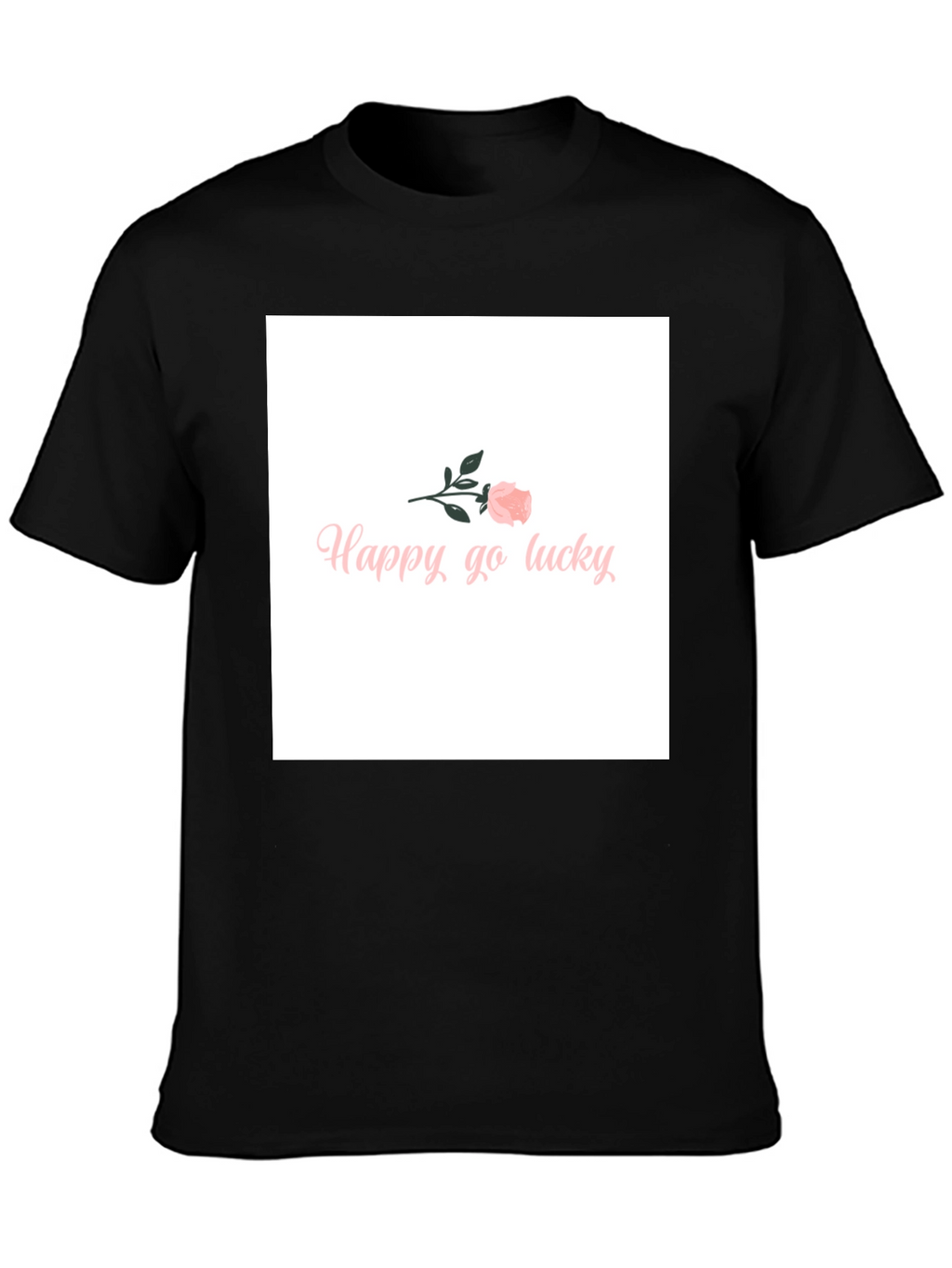 Happy-Go-Lucky Pink Rose Graphic T-Shirt