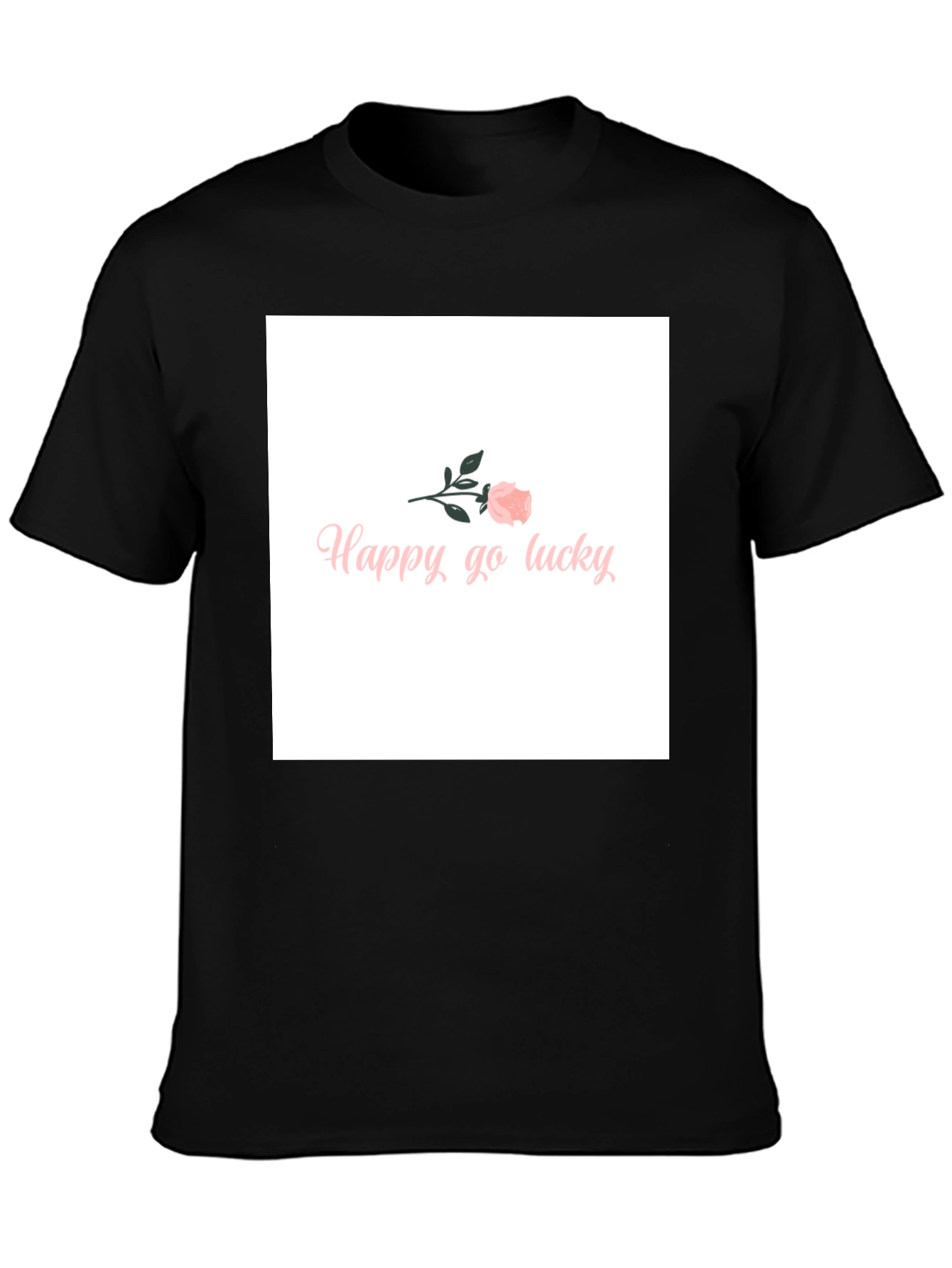 Happy-Go-Lucky Pink Rose Graphic T-Shirt