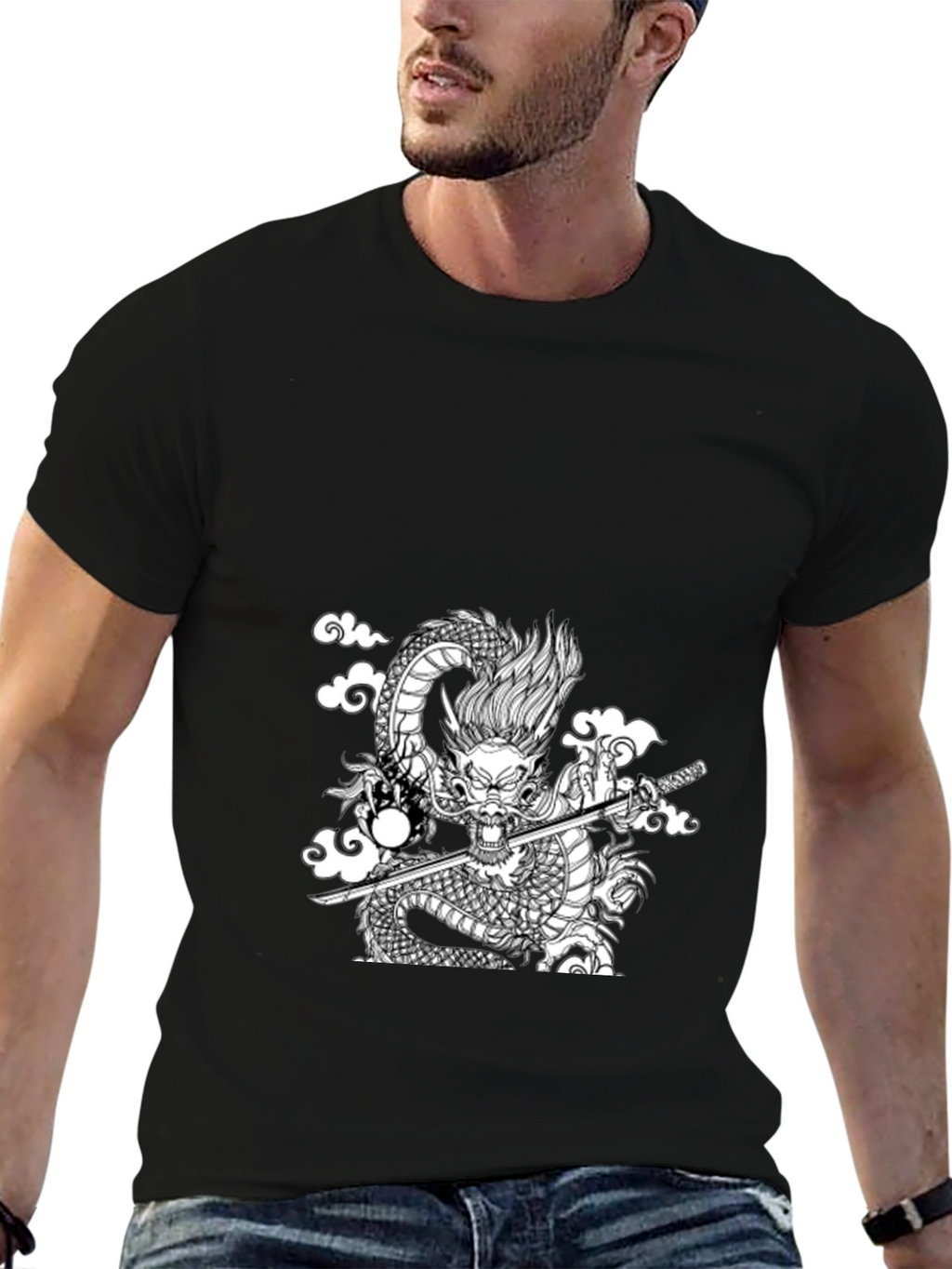 Black Dragon Graphic Tee - Samurai Style