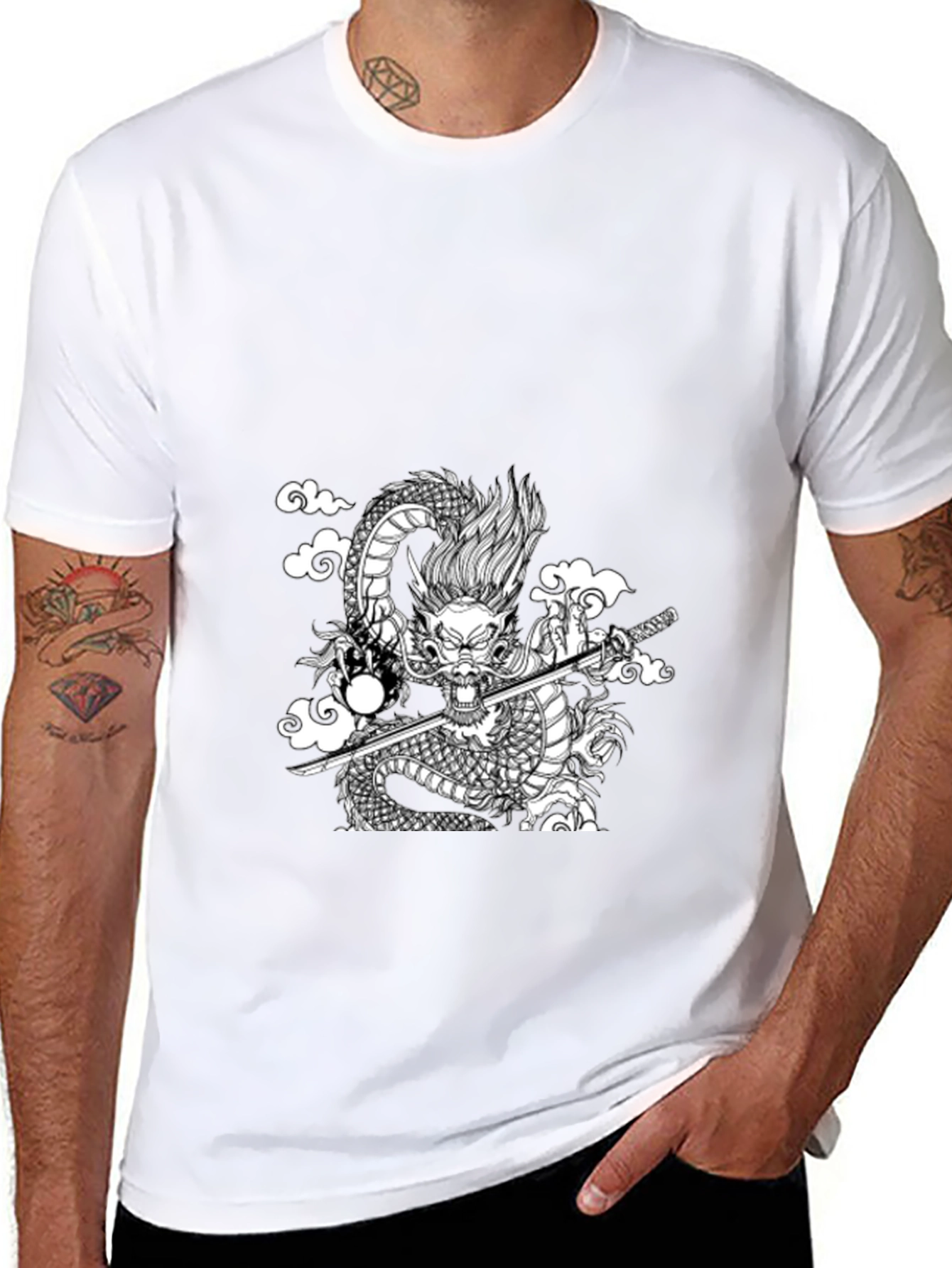 Black Dragon Graphic Tee - Samurai Style