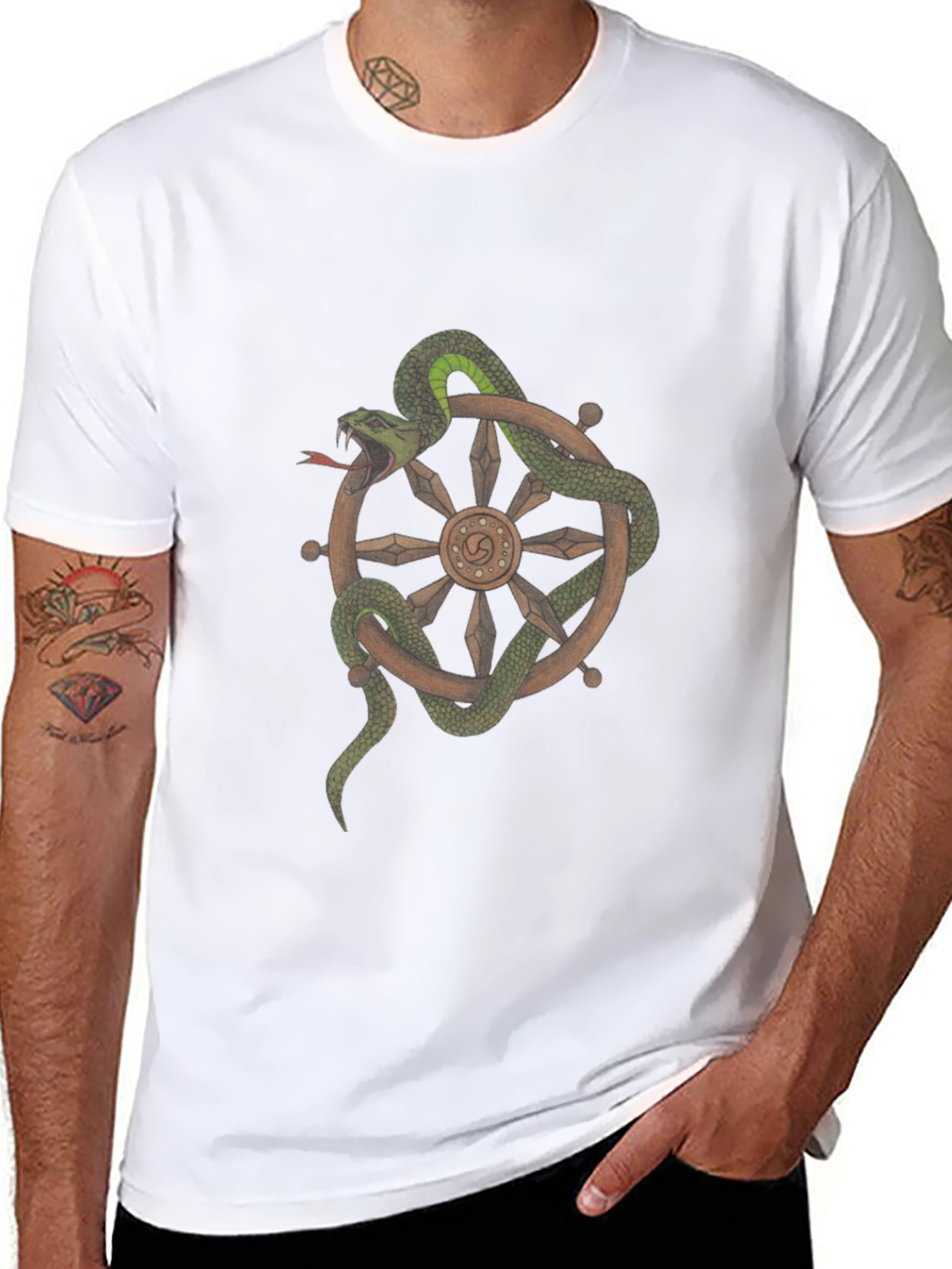 Snake Around Wheel Graphic T-Shirt