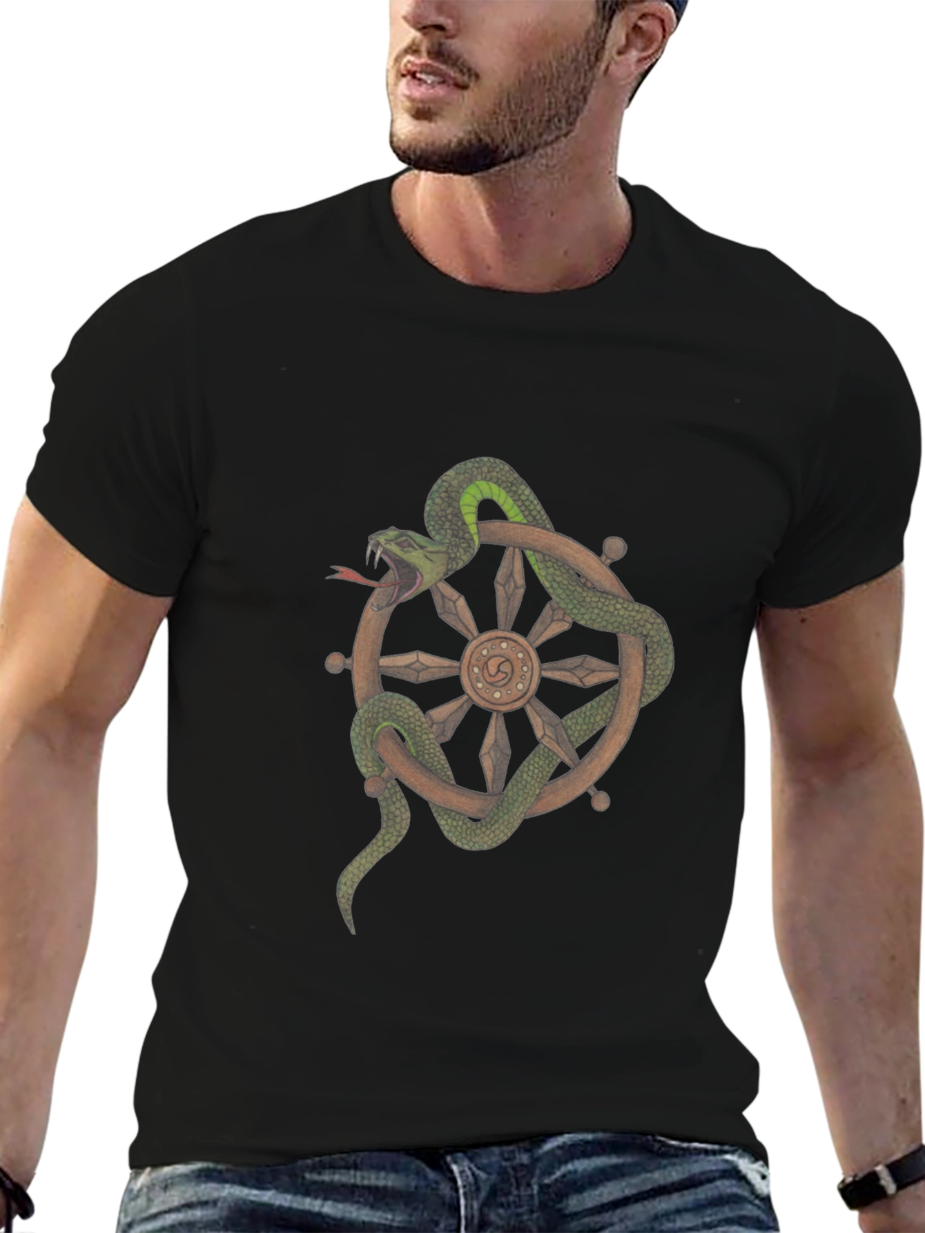 Snake Around Wheel Graphic T-Shirt