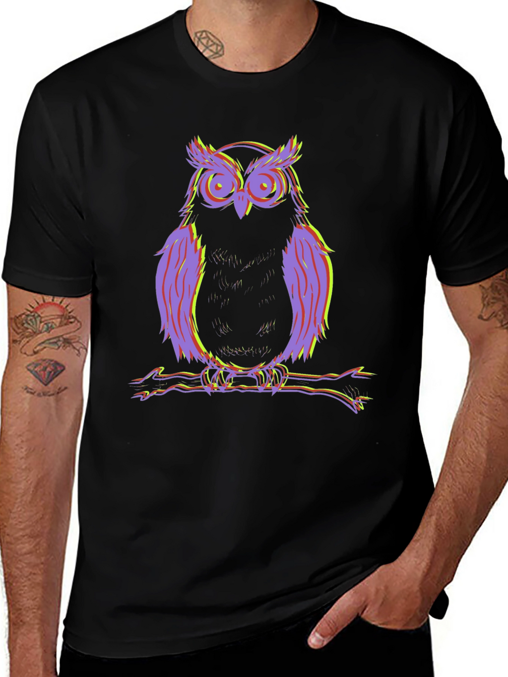 Psychedelic Owl Graphic Tee - Cool Mens Shirt