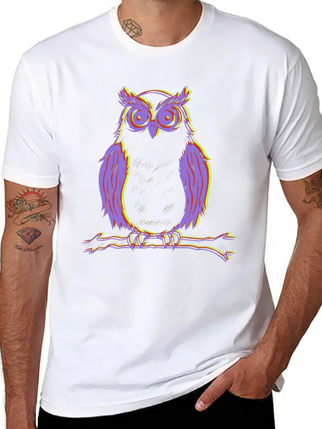 Psychedelic Owl Graphic Tee - Cool Mens Shirt
