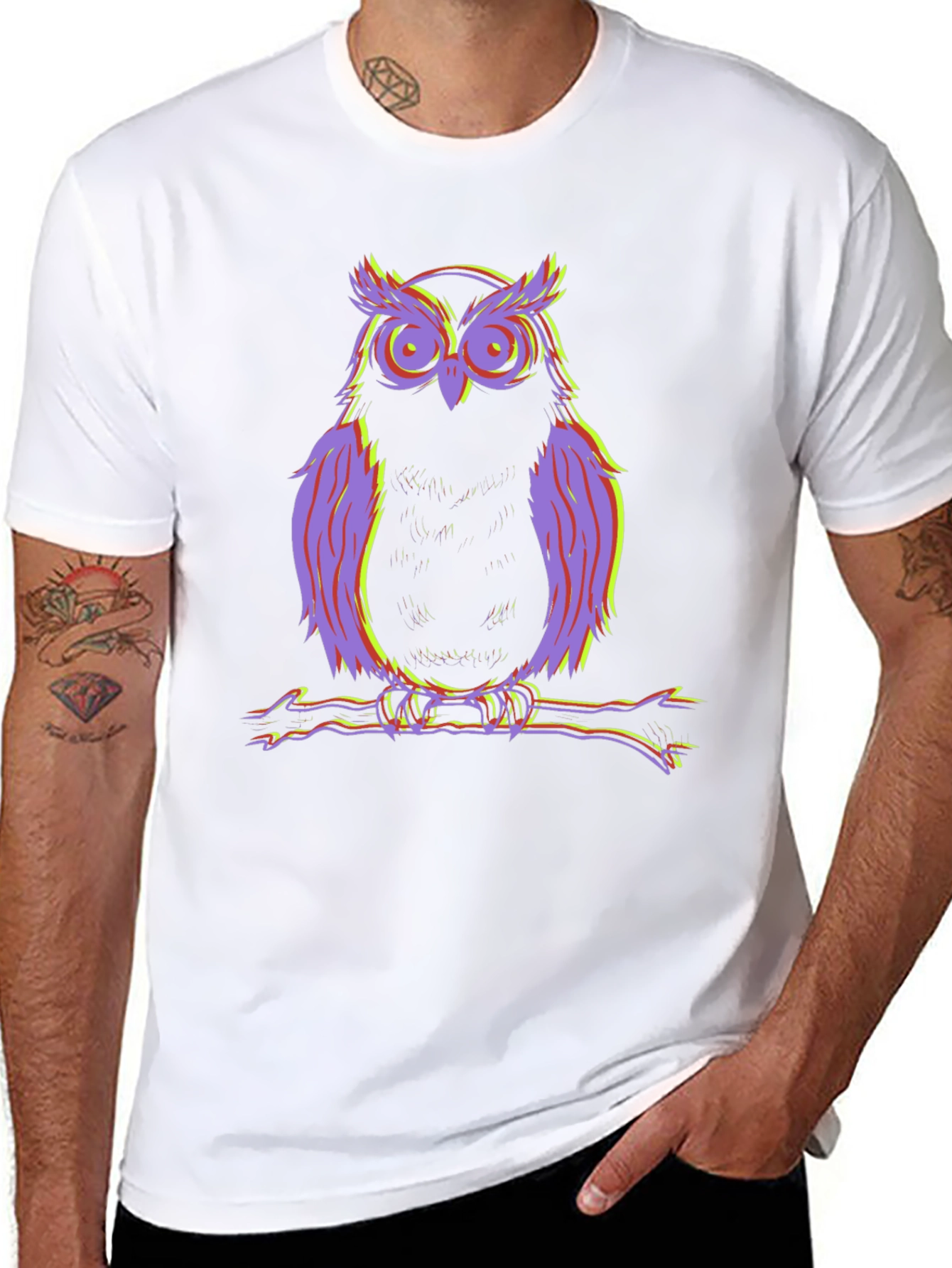 Psychedelic Owl Graphic Tee - Cool Mens Shirt