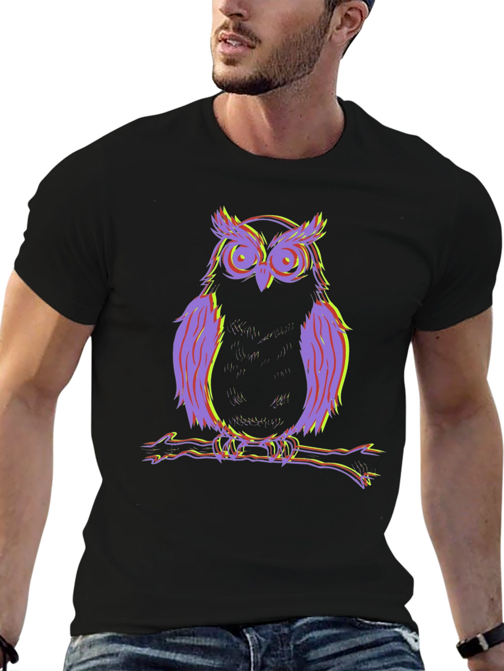 Psychedelic Owl Graphic Tee - Cool Mens Shirt