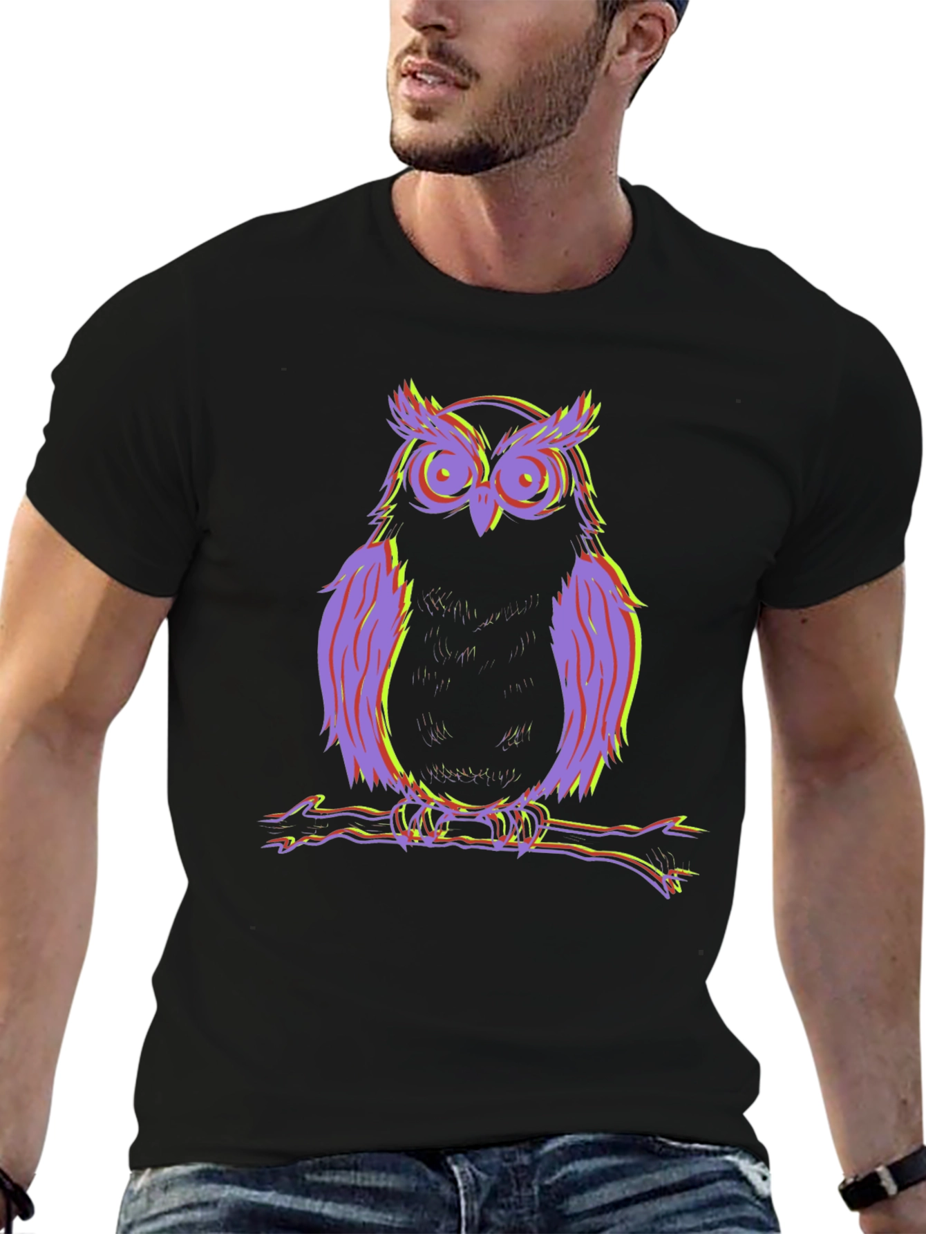 Psychedelic Owl Graphic Tee - Cool Mens Shirt