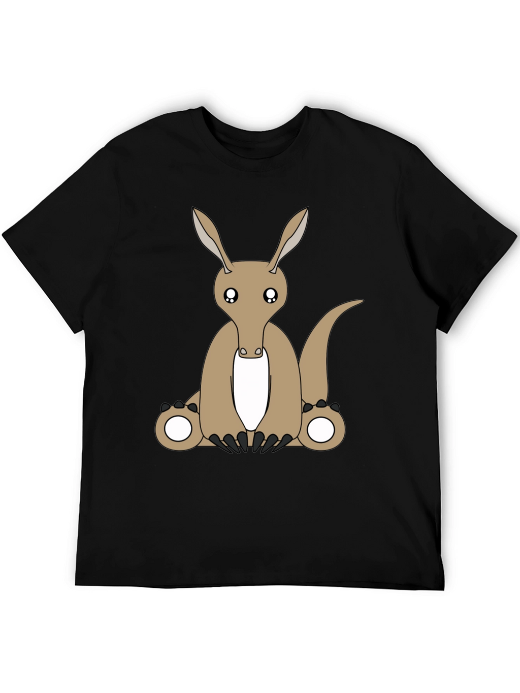 Cartoon Aardvark Black T-Shirt