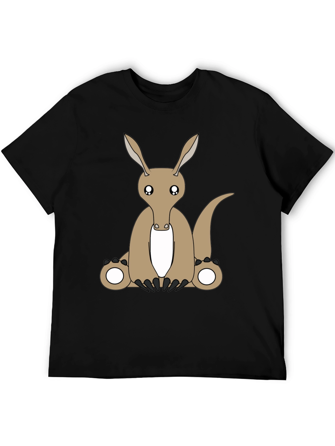 Cartoon Aardvark Black T-Shirt