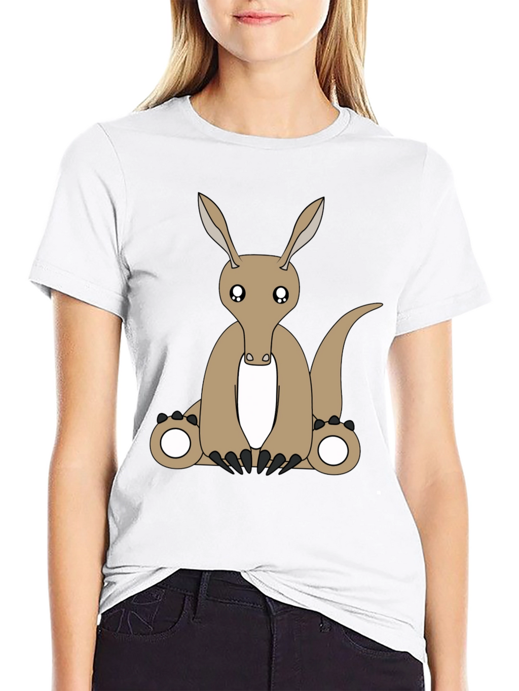 Cartoon Aardvark Black T-Shirt