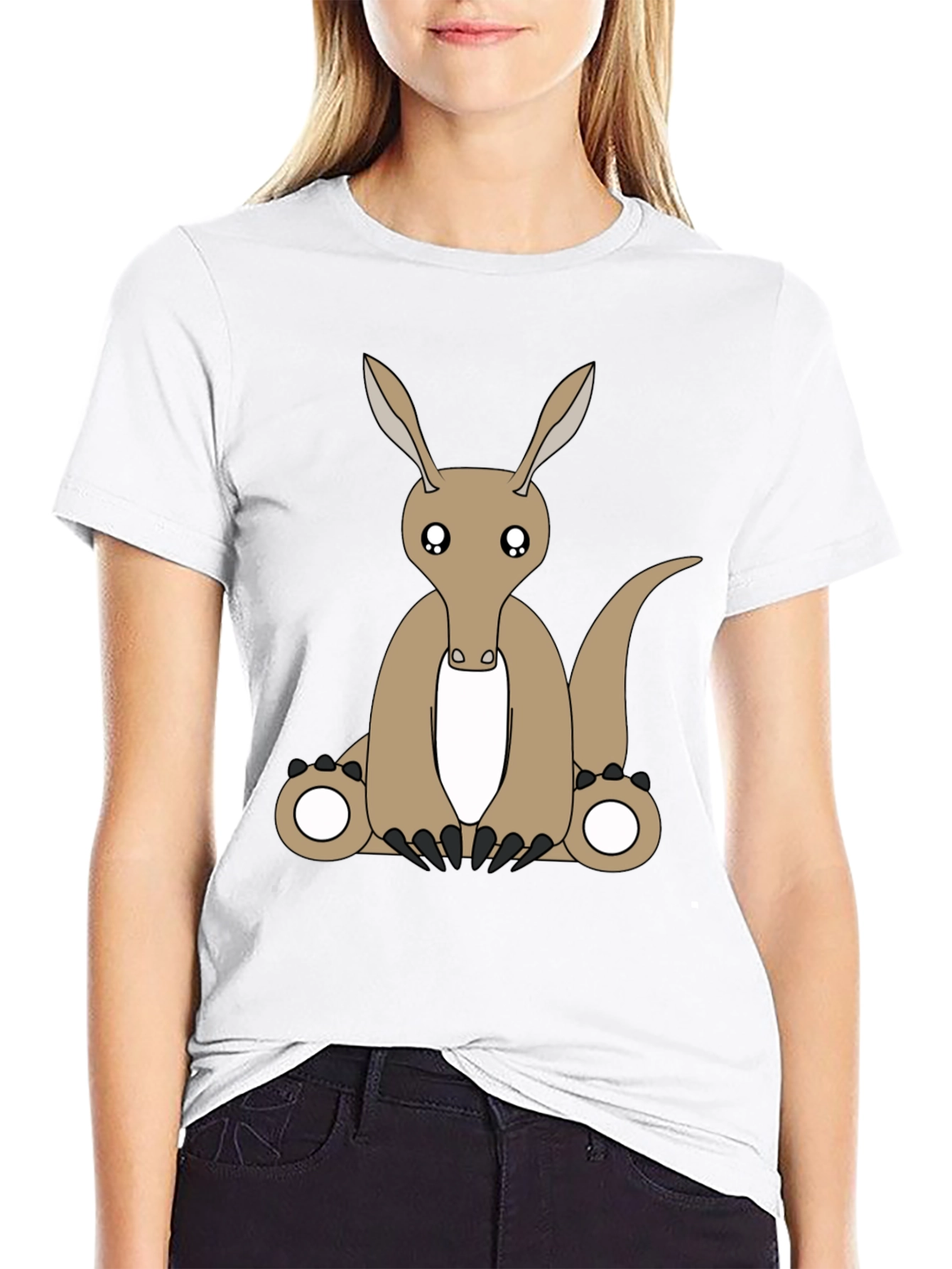 Cartoon Aardvark Black T-Shirt