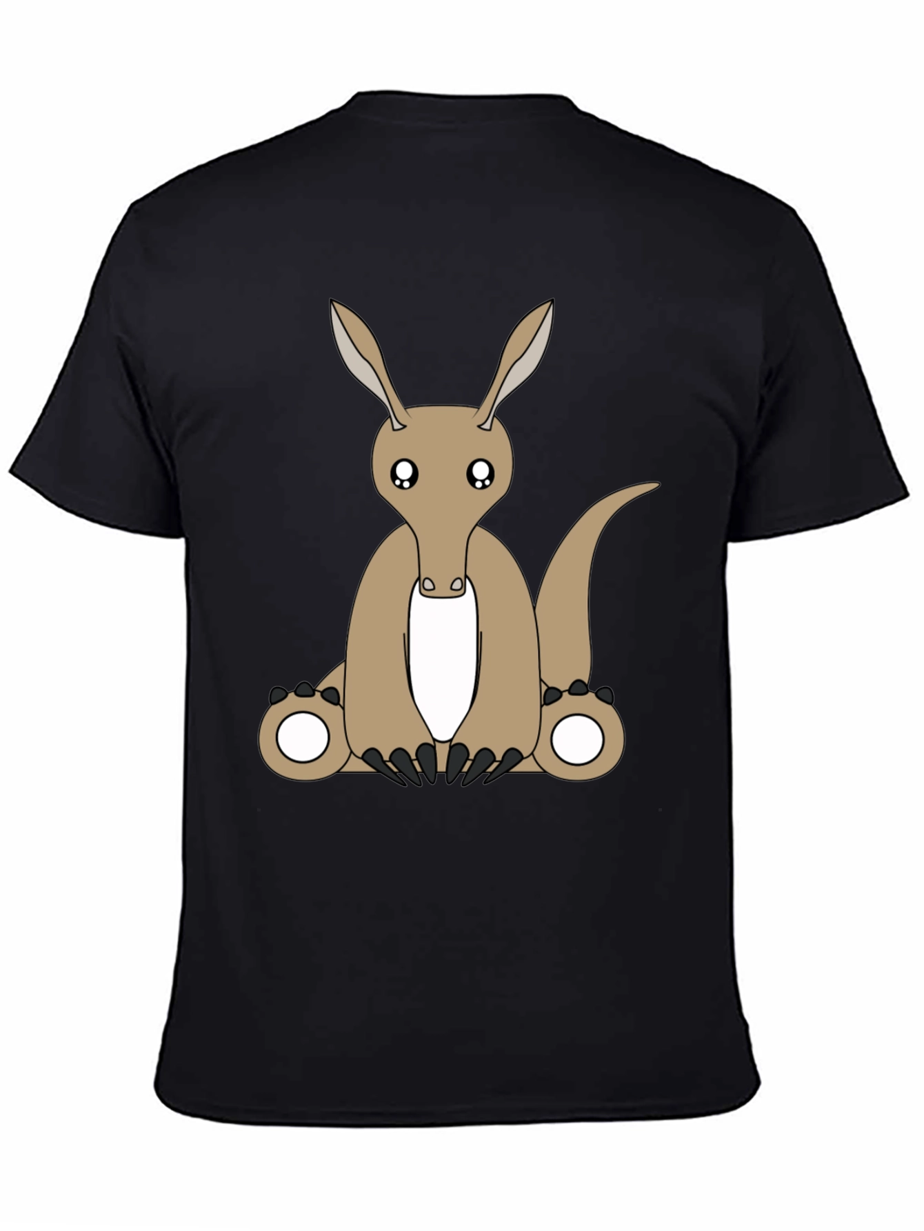 Cartoon Aardvark Black T-Shirt