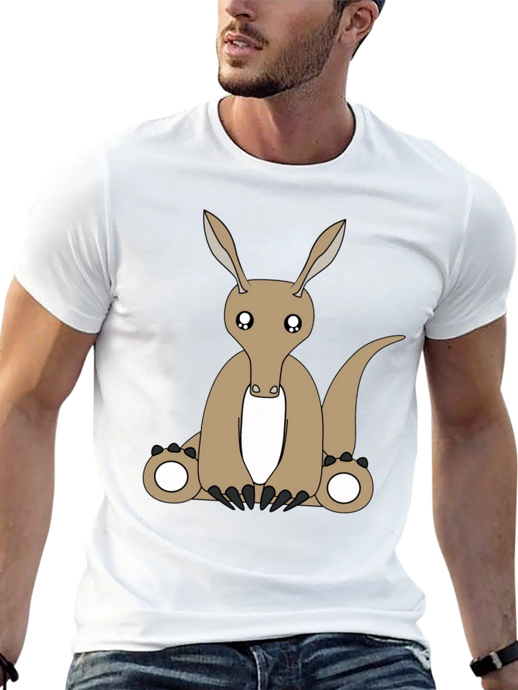 Cartoon Aardvark Black T-Shirt