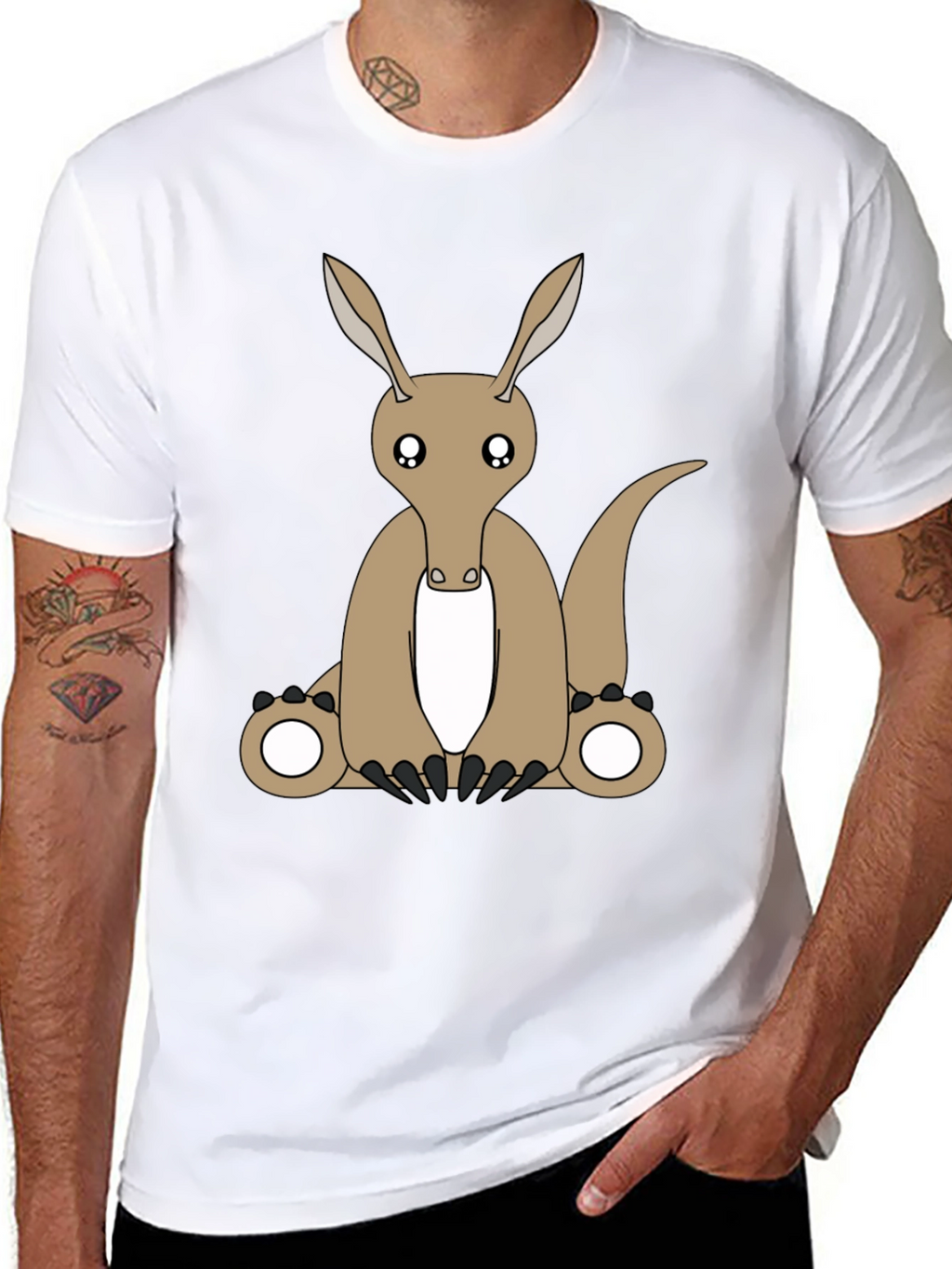 Cartoon Aardvark Black T-Shirt