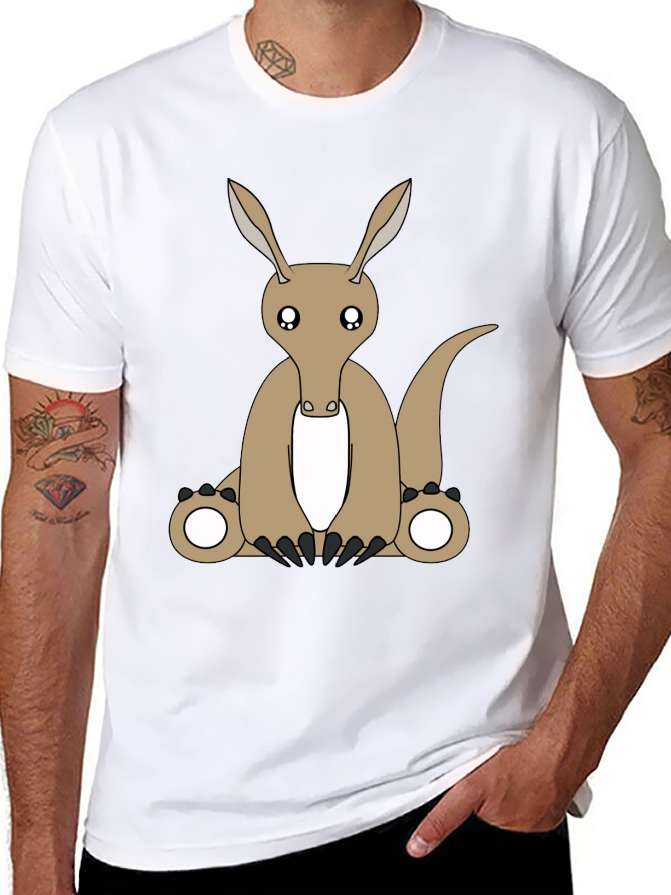 Cartoon Aardvark Black T-Shirt