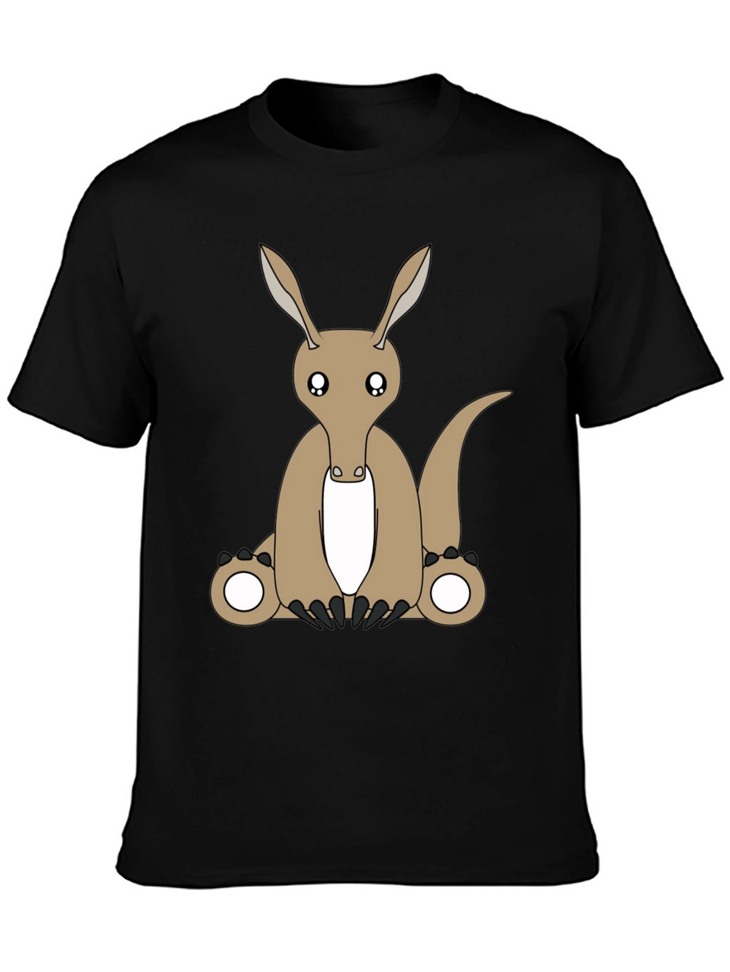 Cartoon Aardvark Black T-Shirt