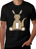 Cartoon Aardvark Black T-Shirt