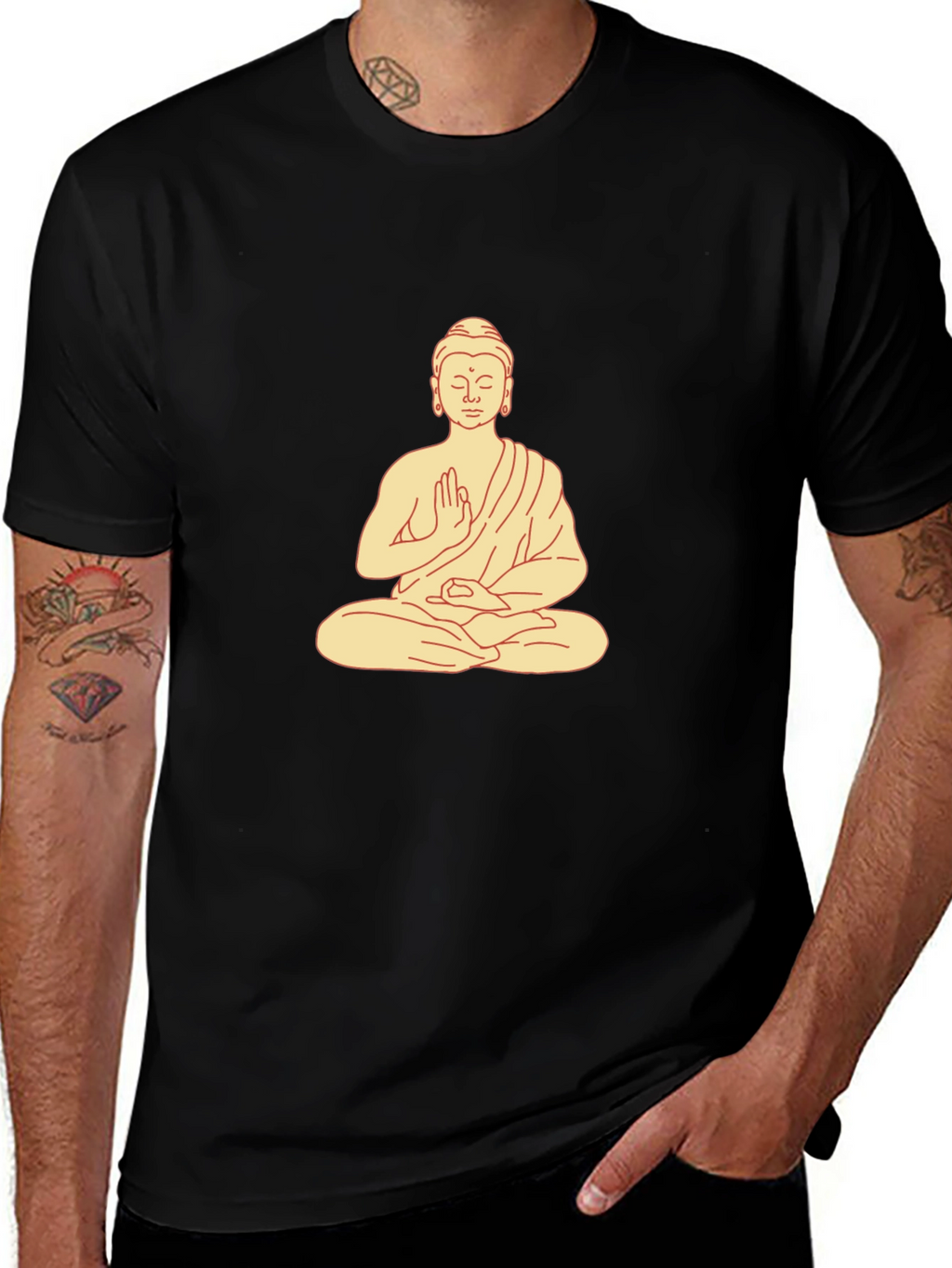 Buddha Graphic Print Black T-Shirt