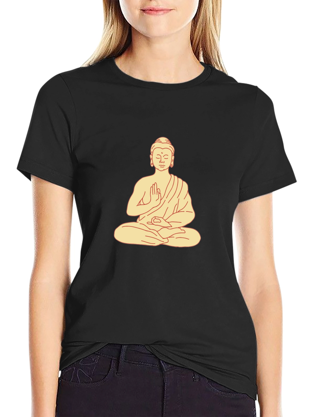 Buddha Graphic Print Black T-Shirt