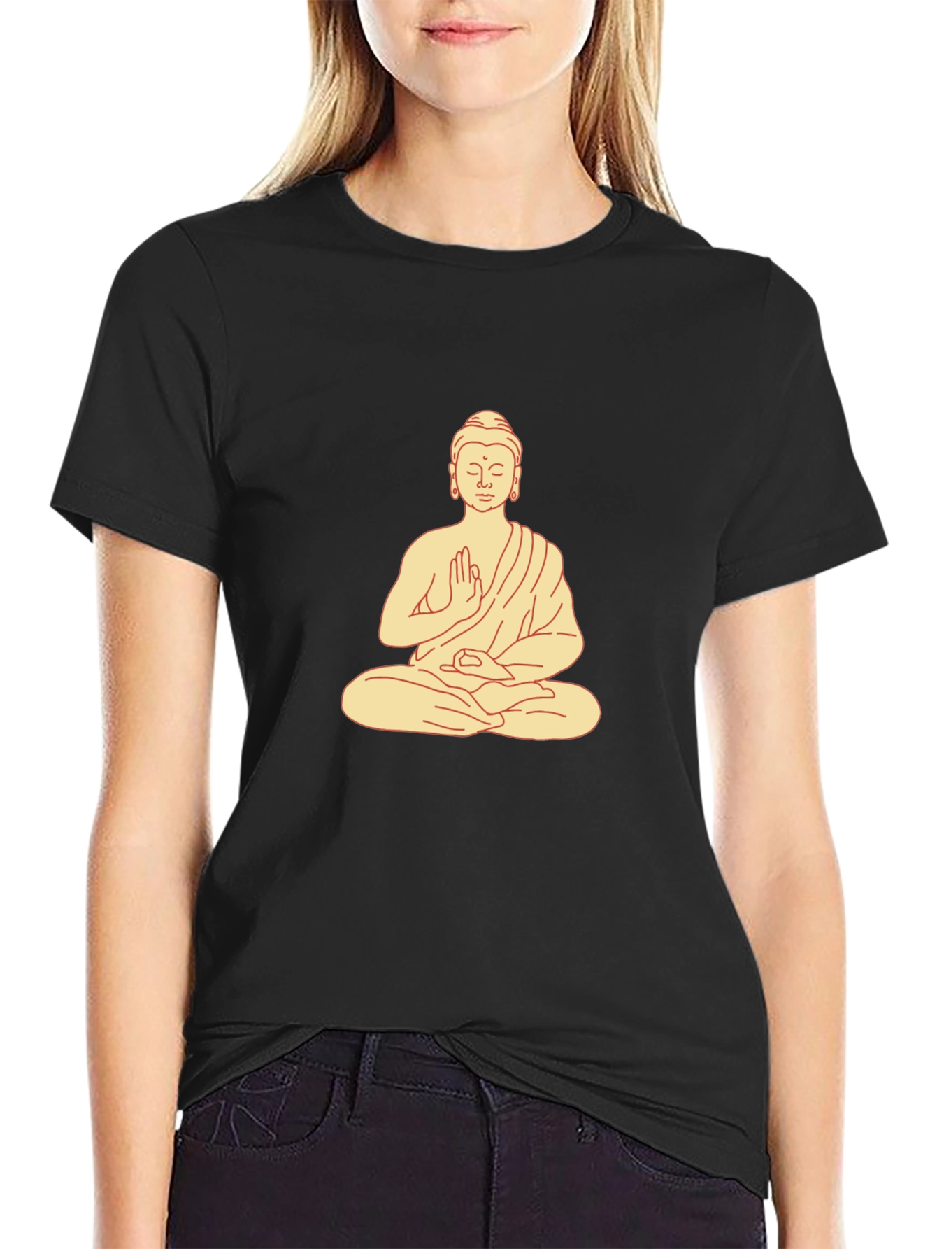 Buddha Graphic Print Black T-Shirt