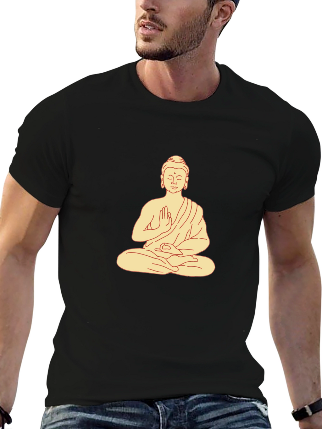 Buddha Graphic Print Black T-Shirt