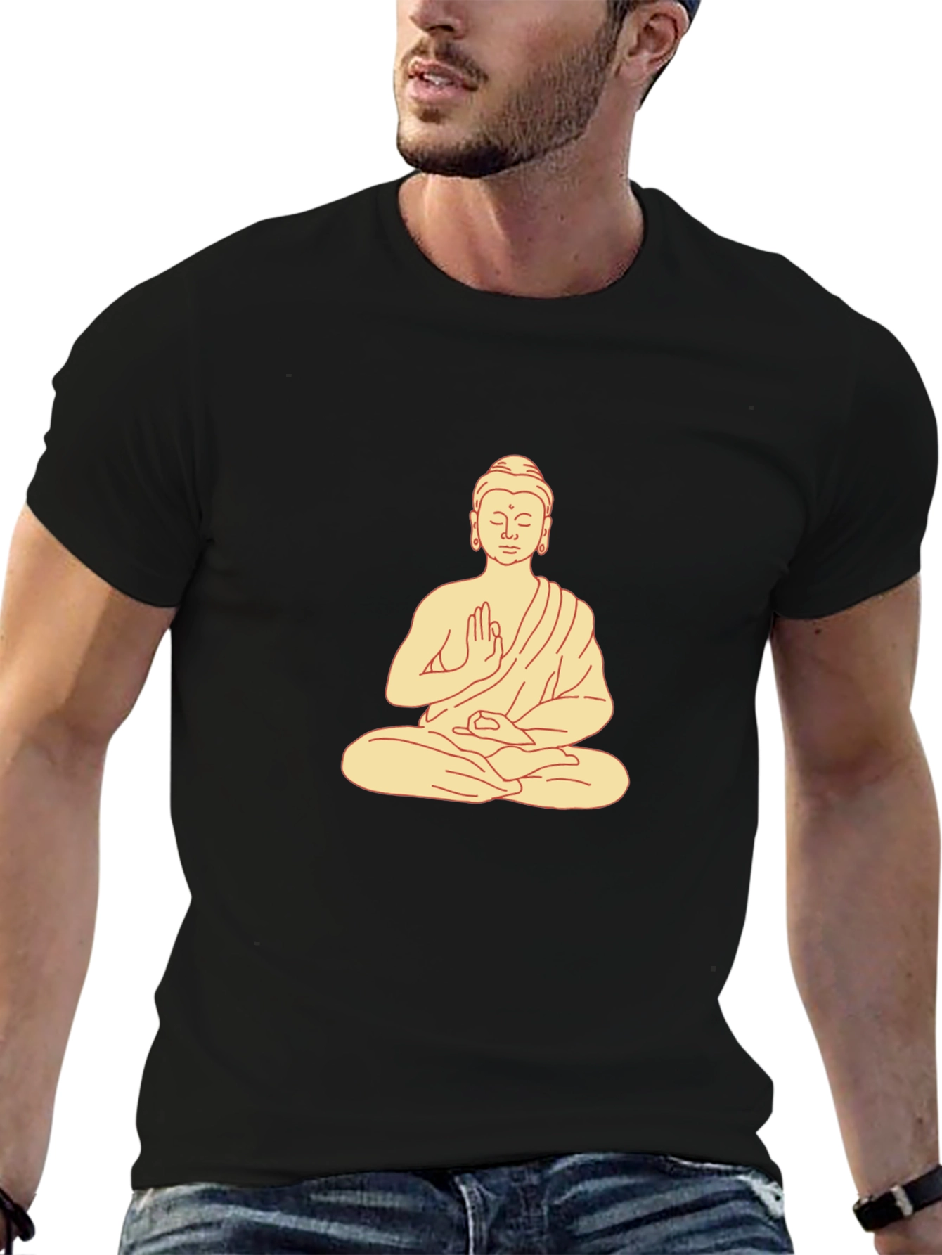 Buddha Graphic Print Black T-Shirt