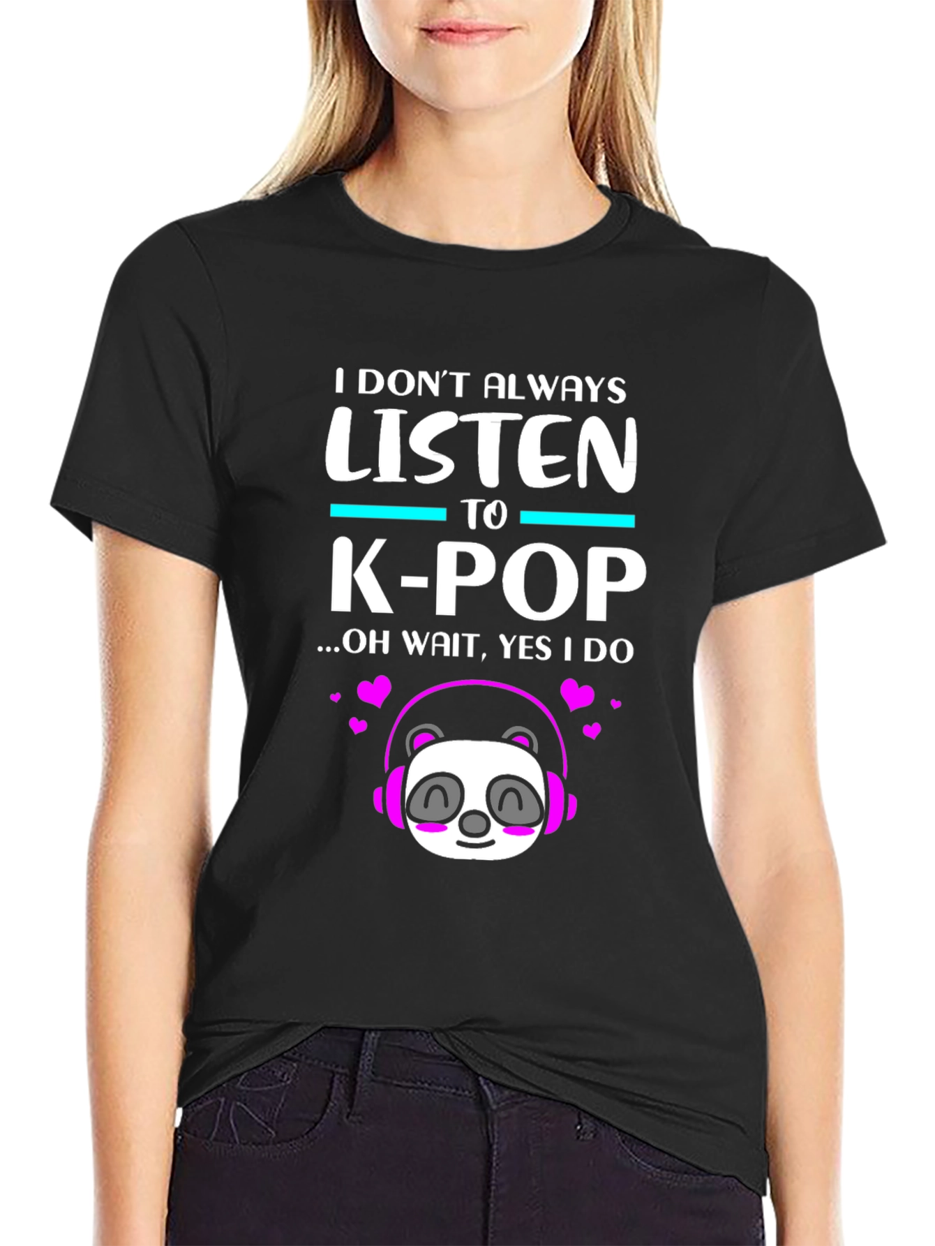 K-Pop Panda Graphic Tee - Music Lover T-Shirt