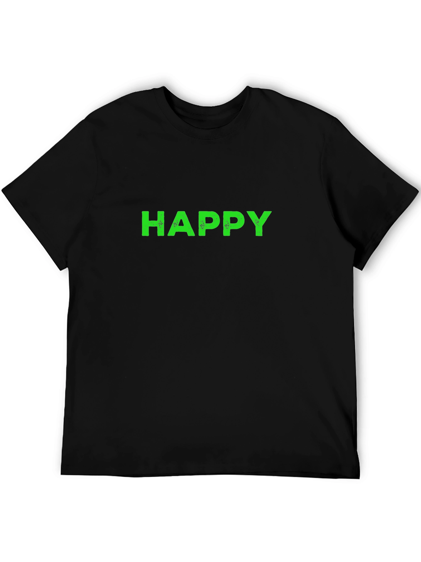 Mens Black T-Shirt with HAPPY Print