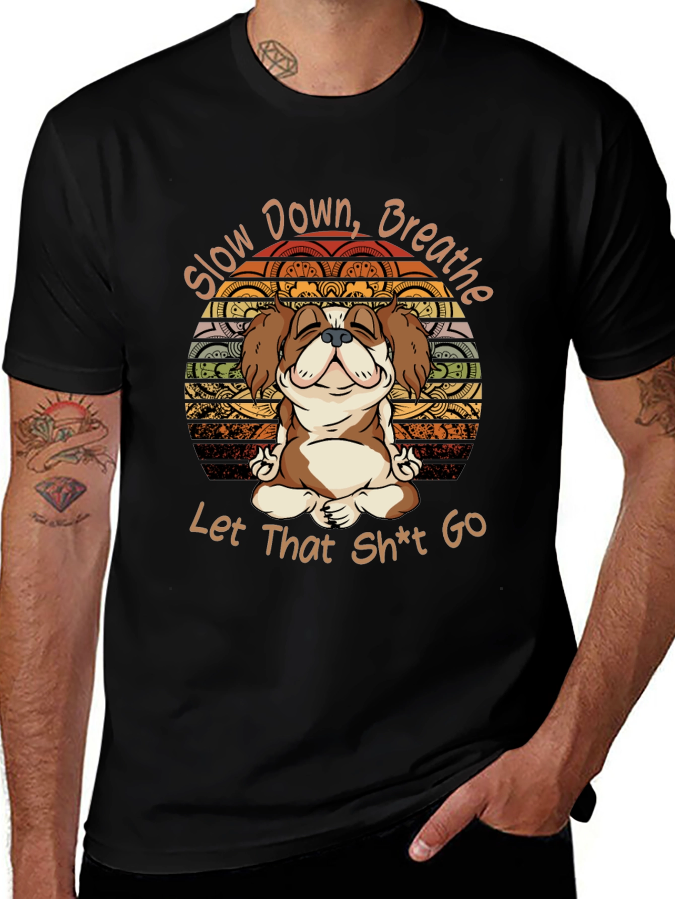 Slow Down Breathe T-Shirt Yoga Dog Meditation