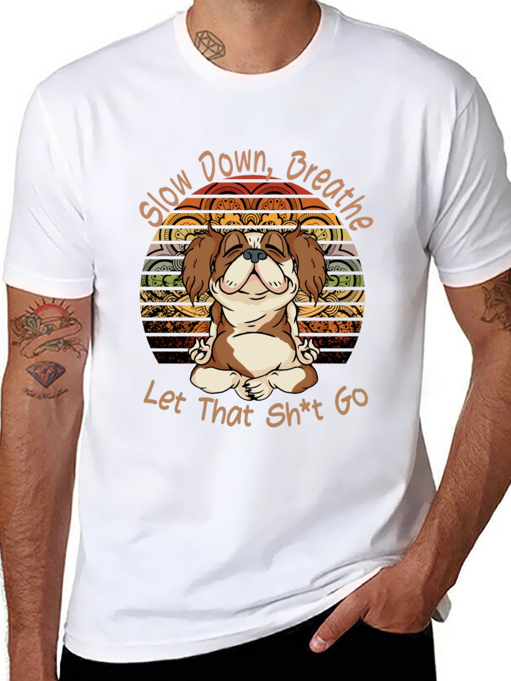 Slow Down Breathe T-Shirt Yoga Dog Meditation