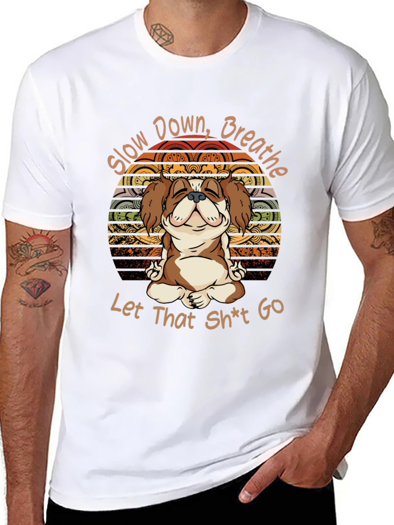 Slow Down Breathe T-Shirt Yoga Dog Meditation