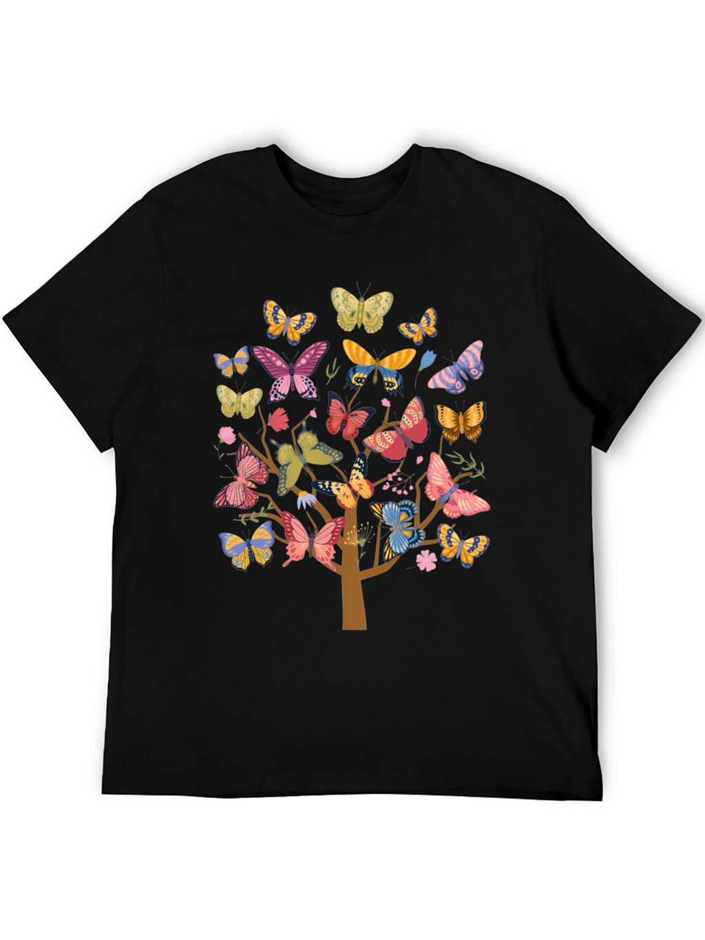 Butterfly Tree Graphic Tee - Black Cotton Blend