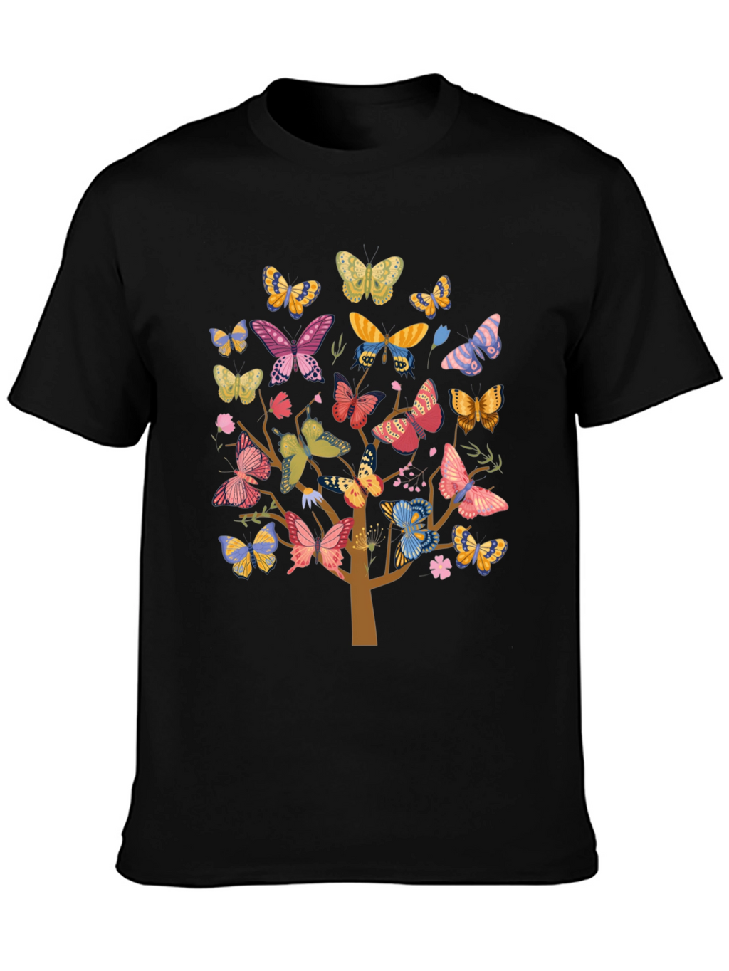Butterfly Tree Graphic Tee - Black Cotton Blend