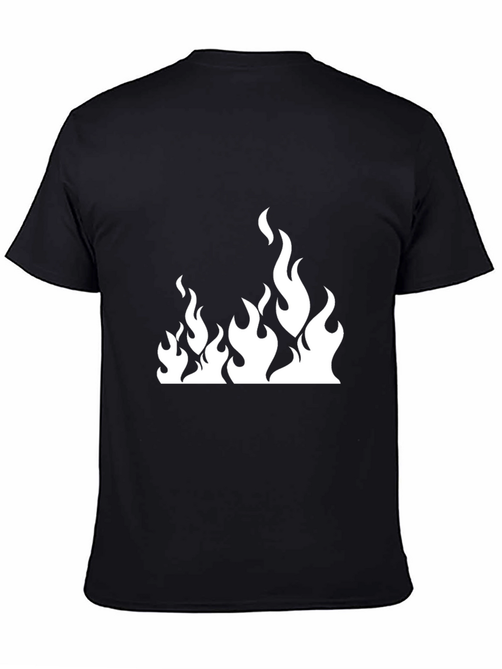 Black T-Shirt with White Flame Graphic