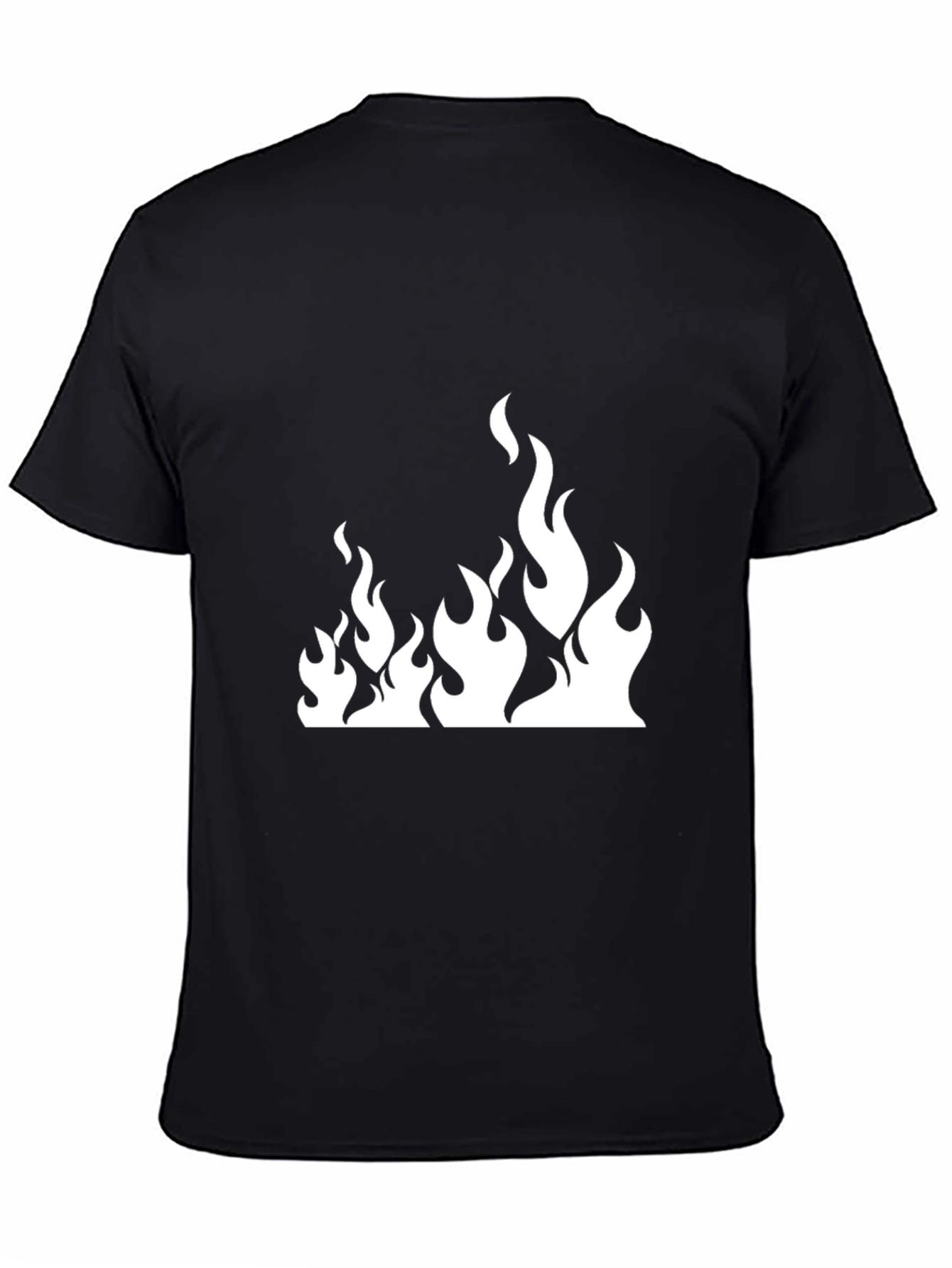 Black T-Shirt with White Flame Graphic
