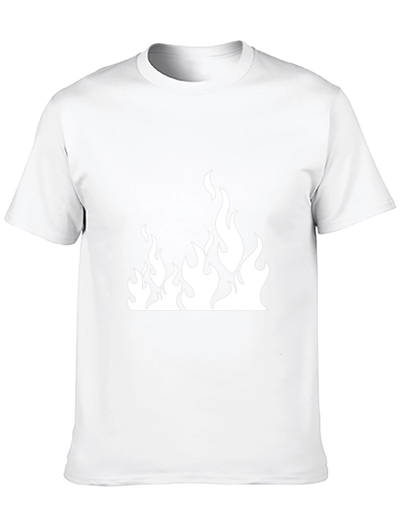 Black T-Shirt with White Flame Graphic