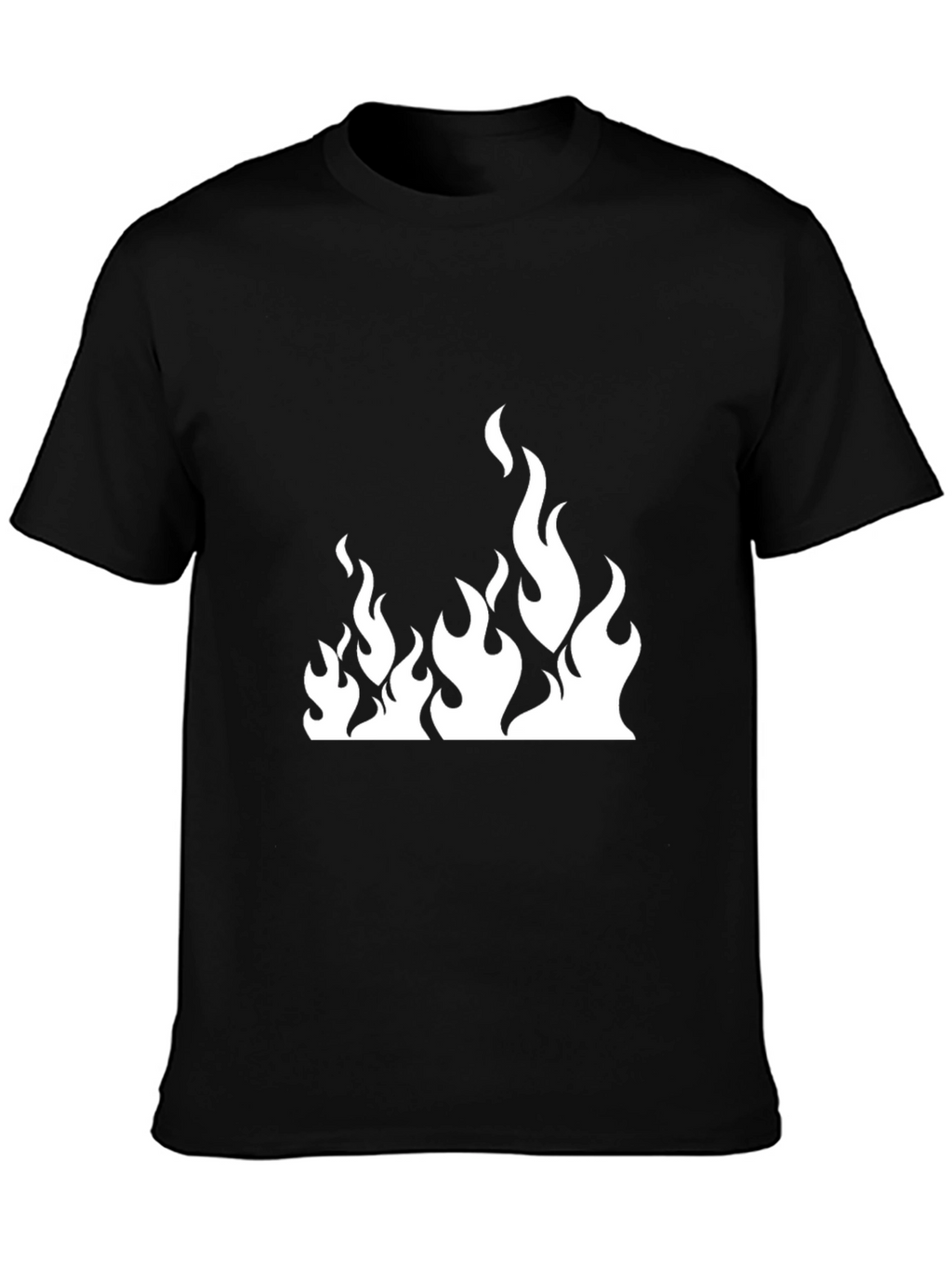 Black T-Shirt with White Flame Graphic
