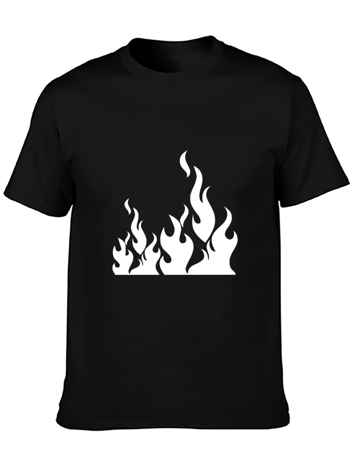 Black T-Shirt with White Flame Graphic