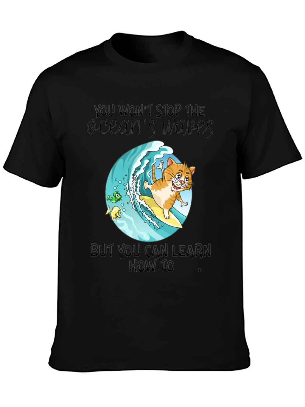 Surf Cat T-Shirt - Ocean Waves Graphic Tee