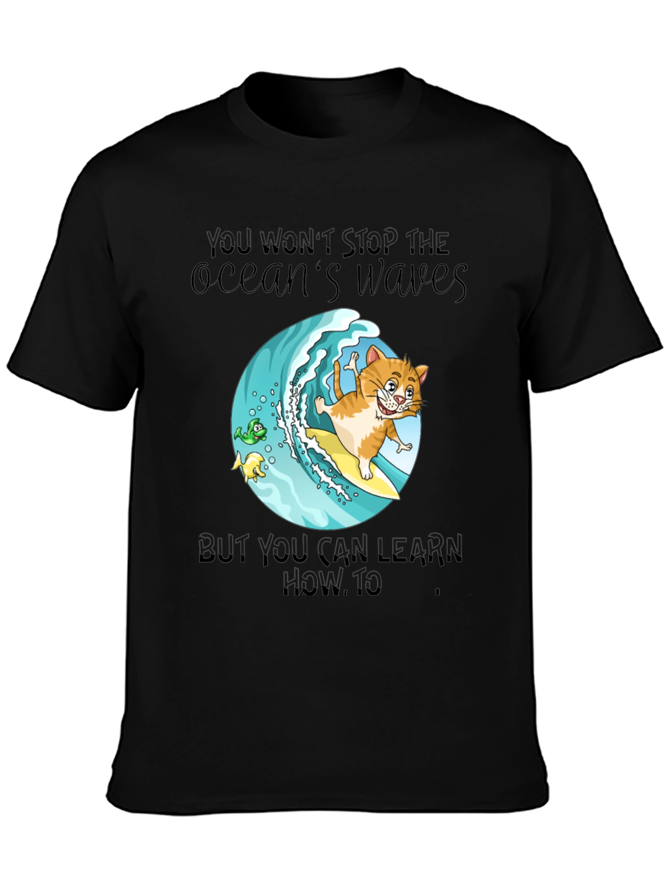 Surf Cat T-Shirt - Ocean Waves Graphic Tee