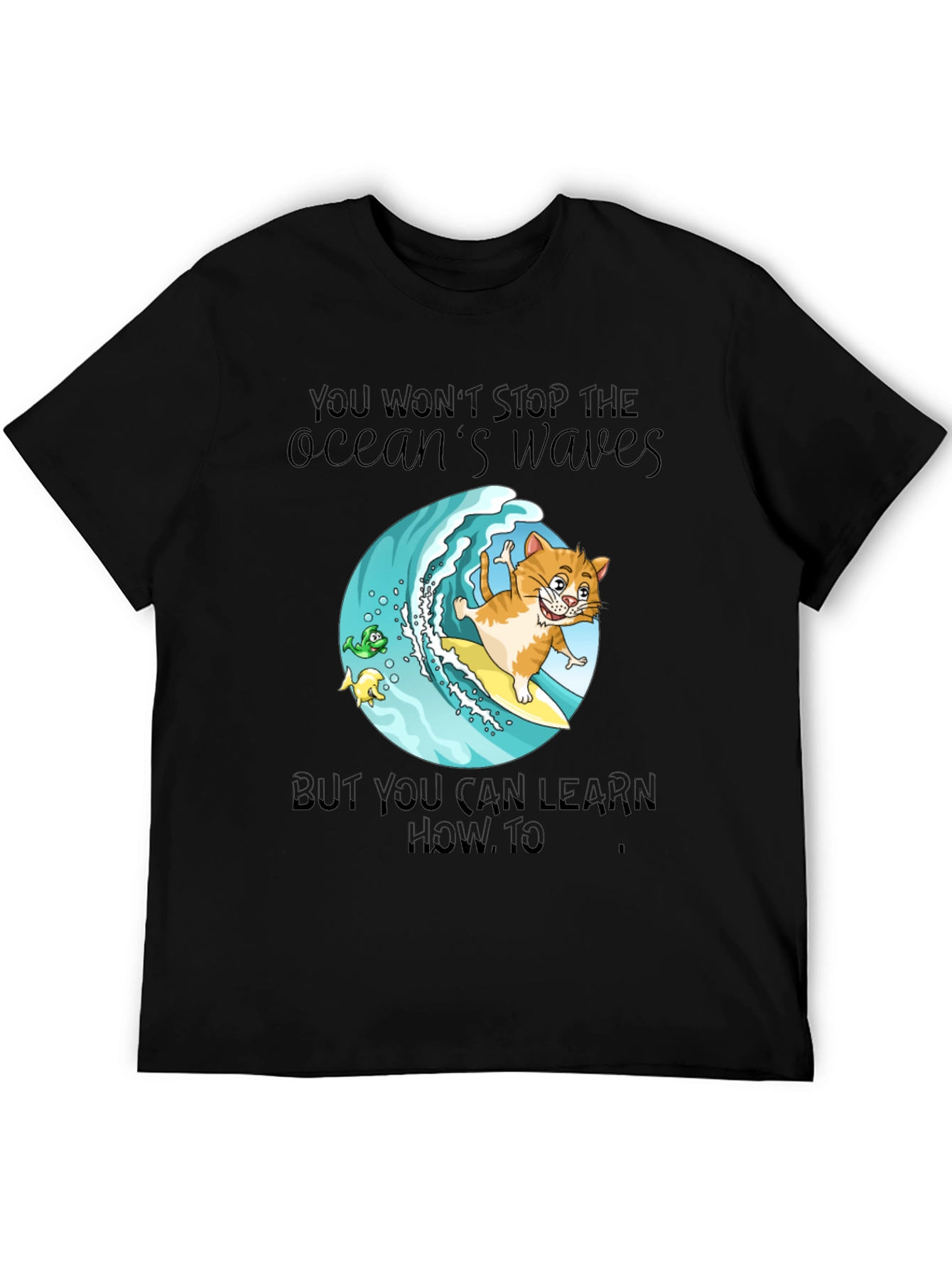 Surf Cat T-Shirt - Ocean Waves Graphic Tee